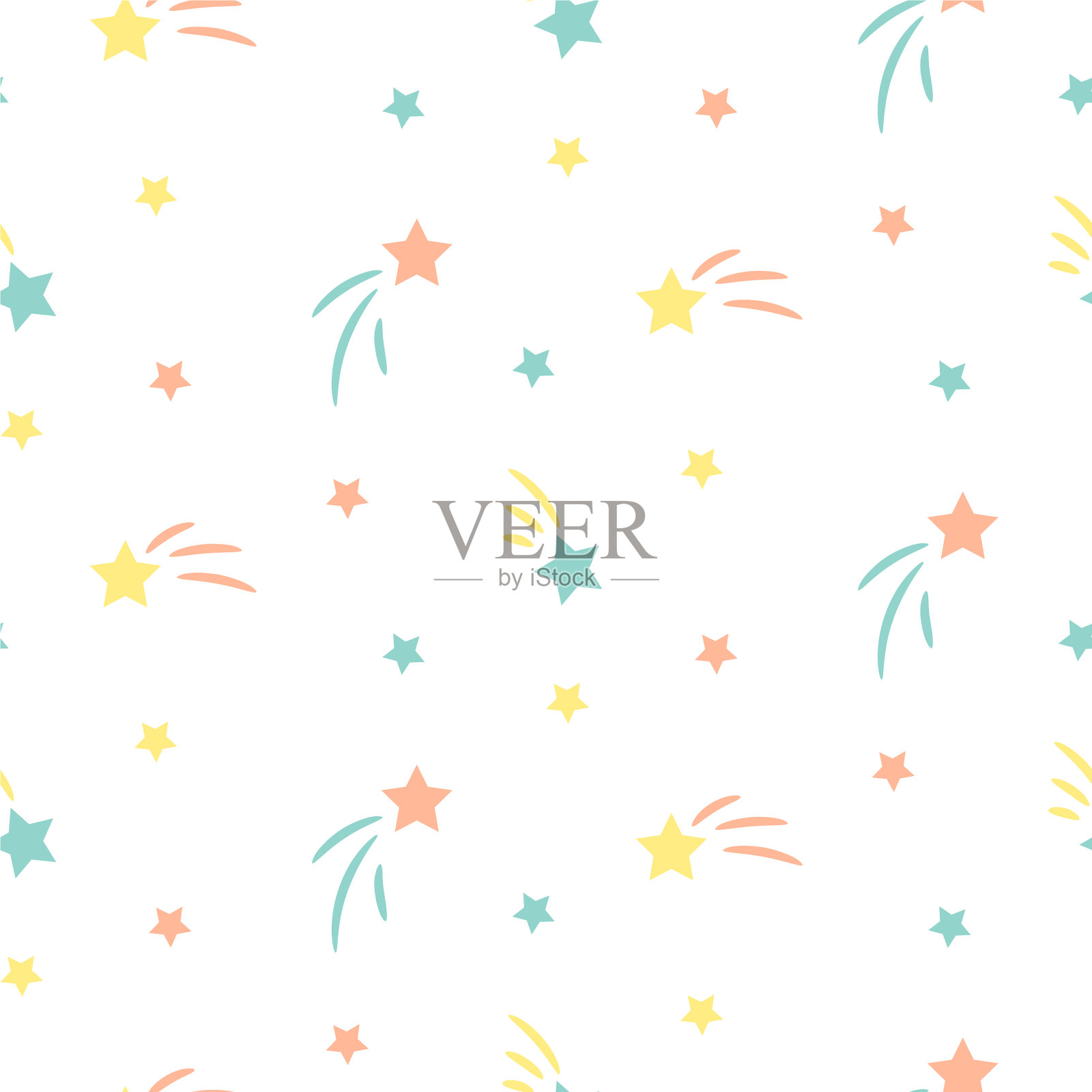 星空可爱无缝图案背景插画图片素材