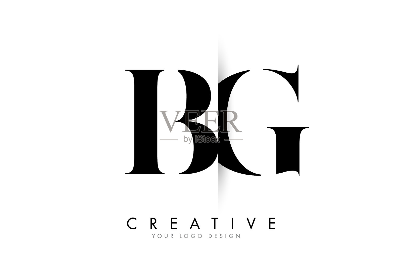 Bg bg字母标志与创意的影子切割设计插画图片素材