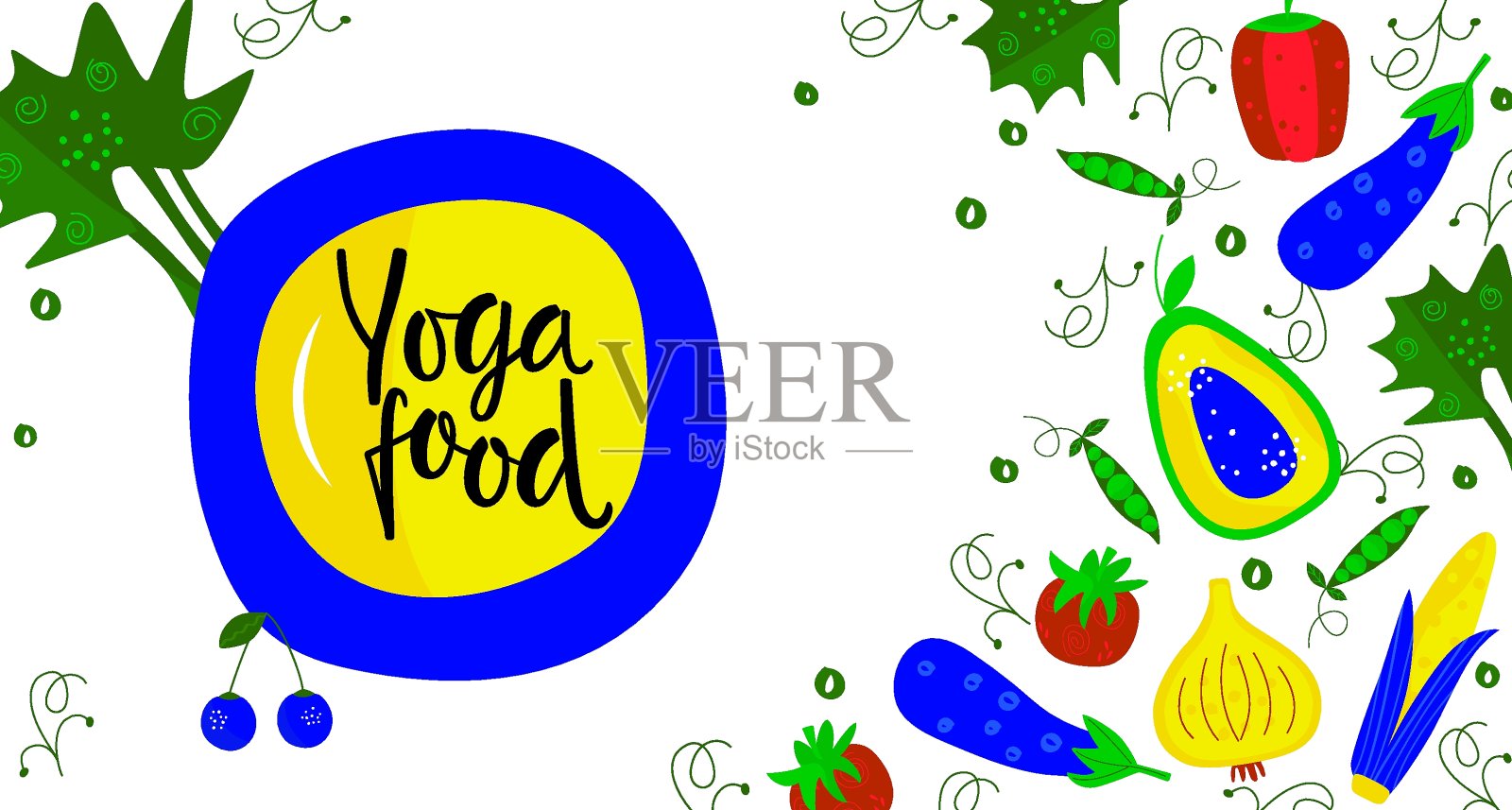 手绘瑜伽食品插画图片素材