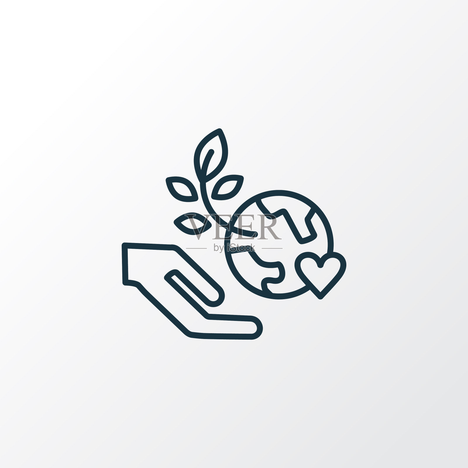 绿色世界图标线象征优质品质插画图片素材