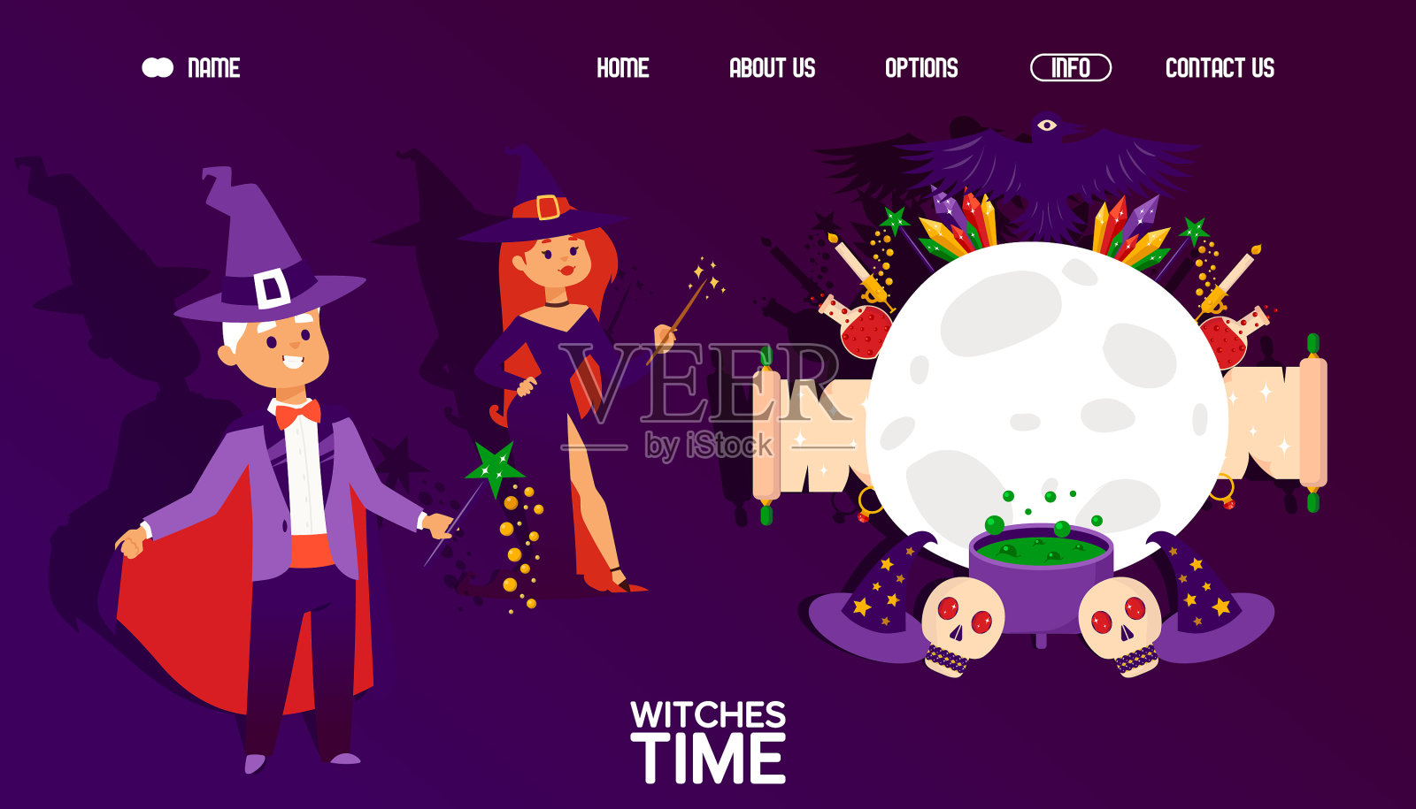 网络横幅女巫时间魔术的东西海报插画图片素材