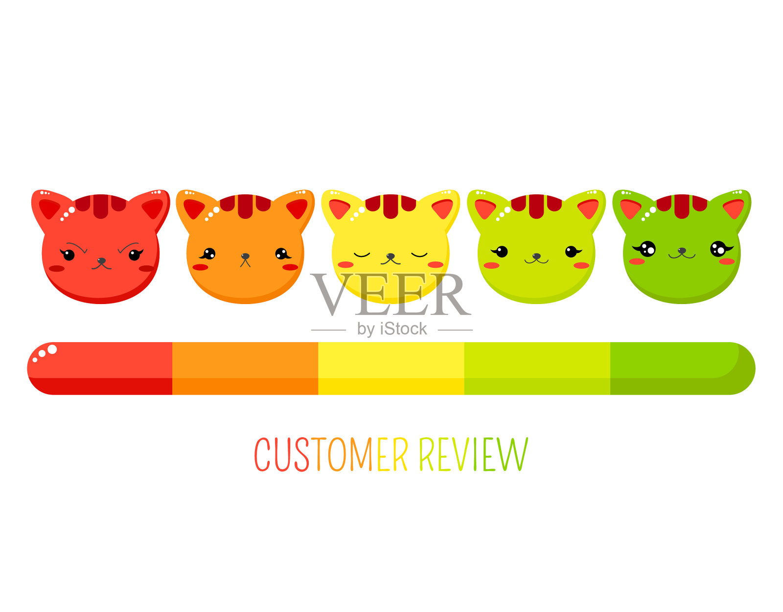 顾客服务评估表和可爱的猫插画图片素材