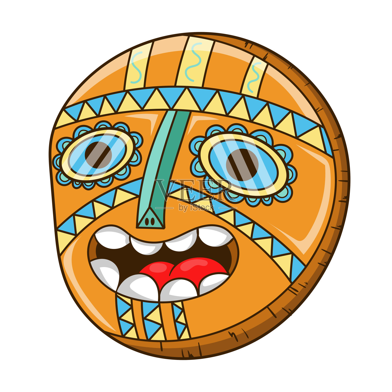 可怕的非洲面具，卡通矢量插图插画图片素材