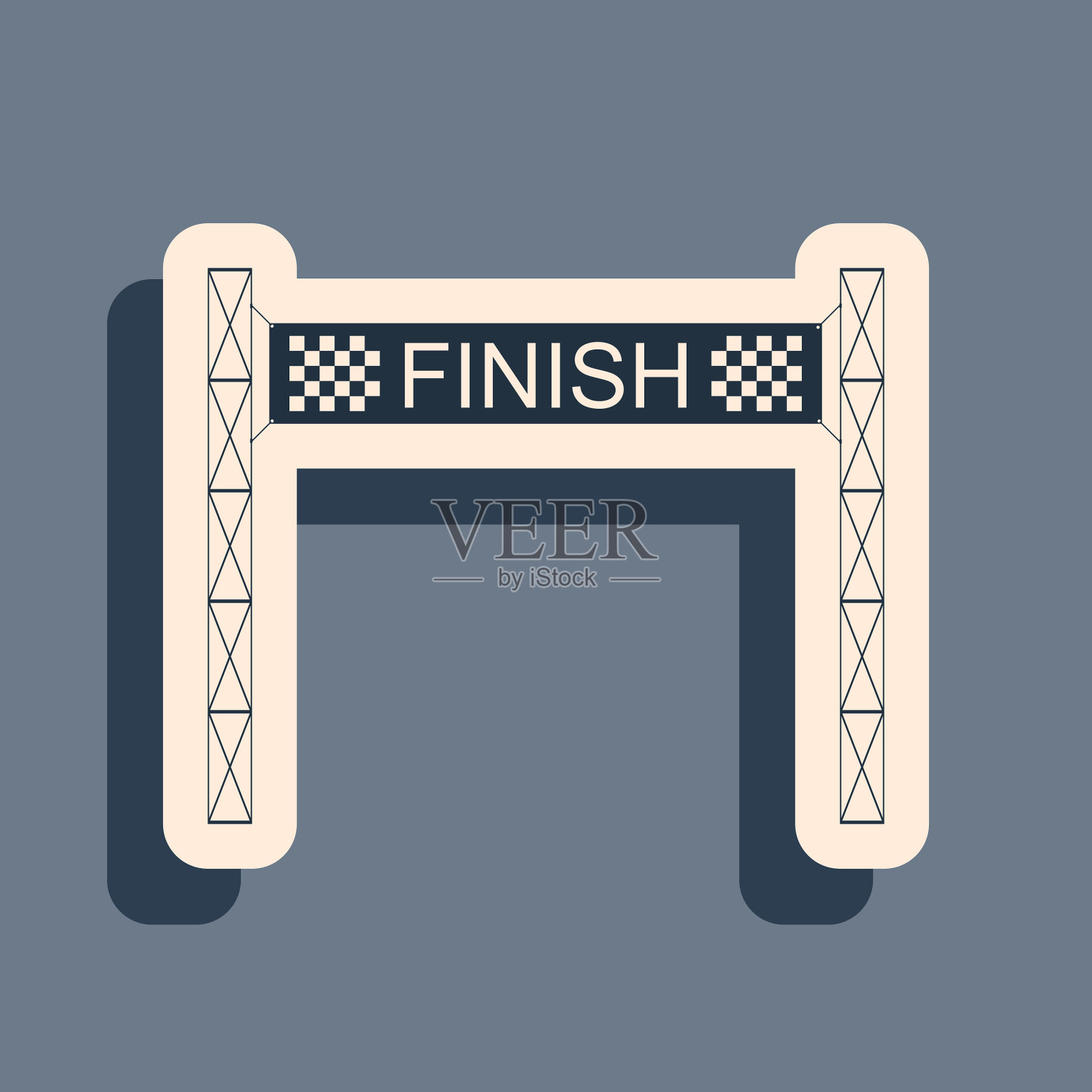 黑丝带在终点线图标隔离上插画图片素材