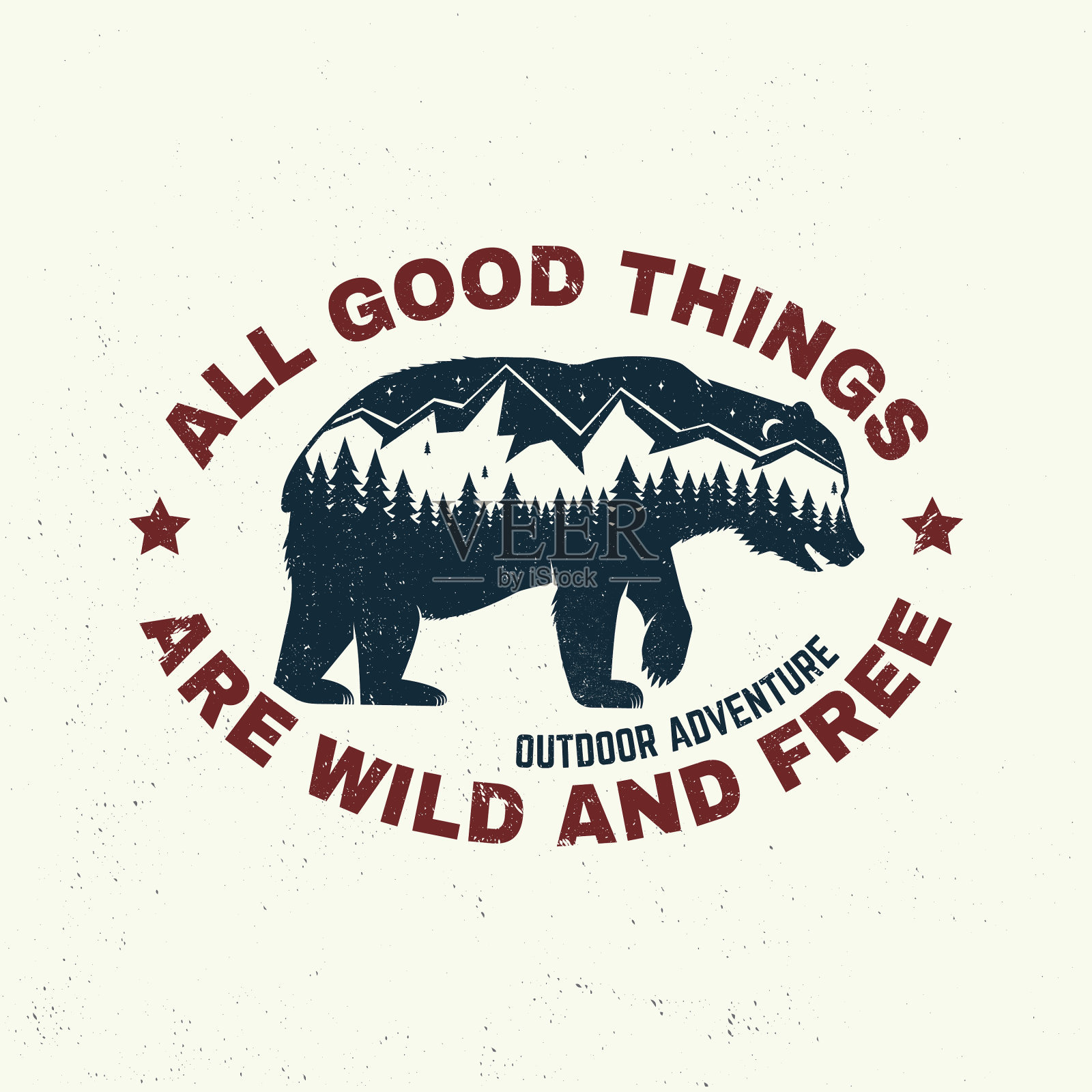 所有美好的事物在户外都是狂野而自由的插画图片素材