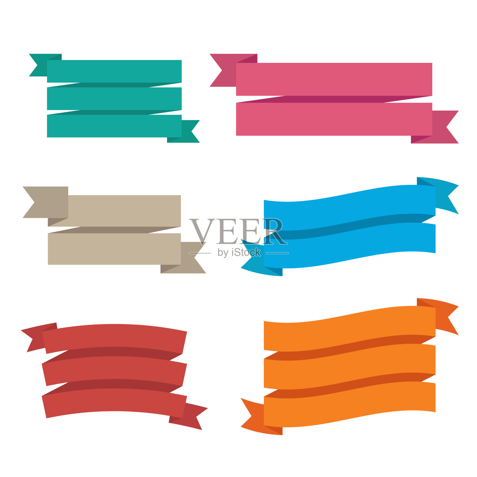 白色背景上的丝带矢量插画设计元素图片