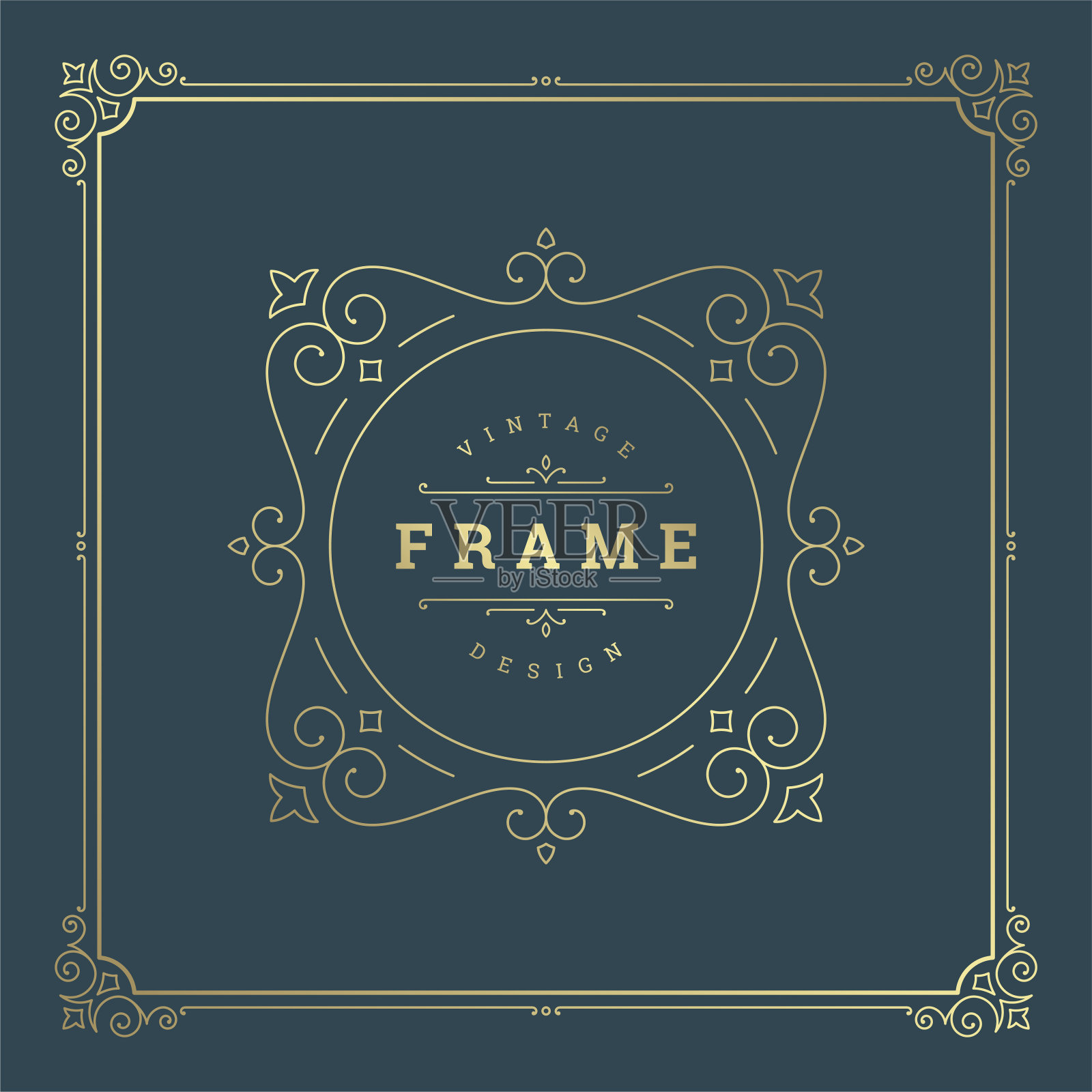 复古花纹装饰线条框架矢量模板设计元素图片