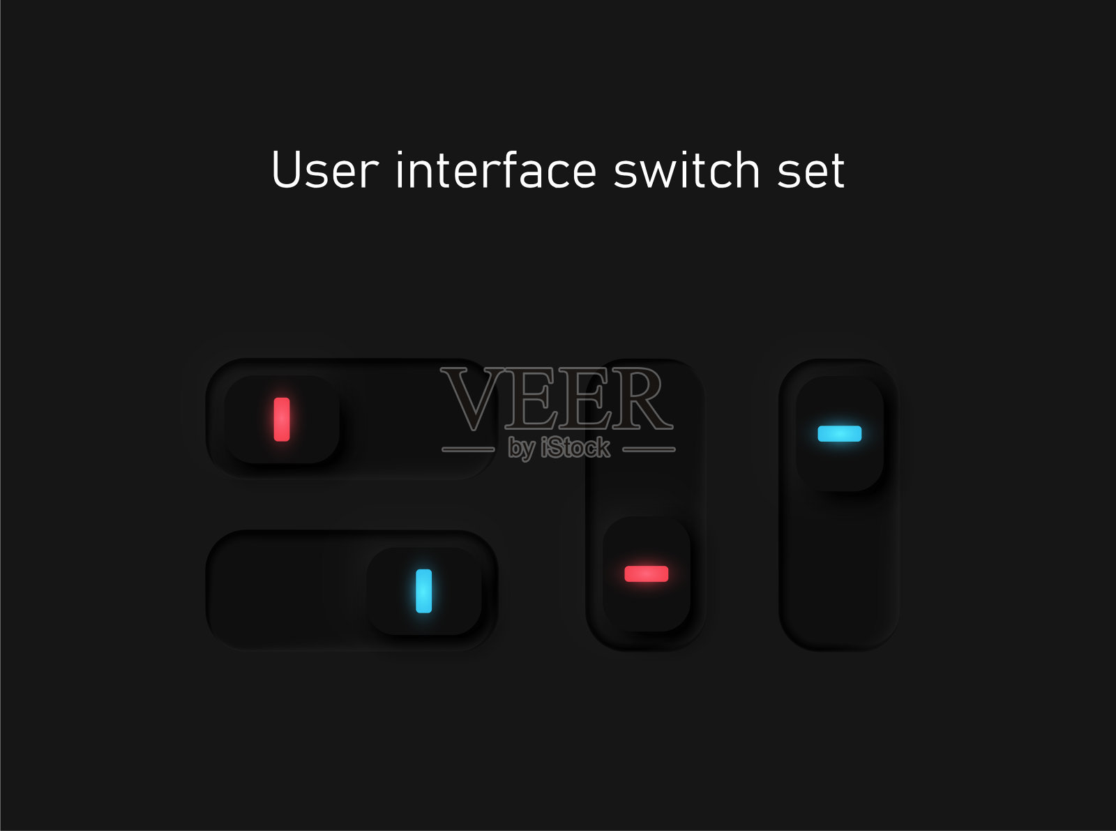 非常详细的黑色用户界面开关插画图片素材