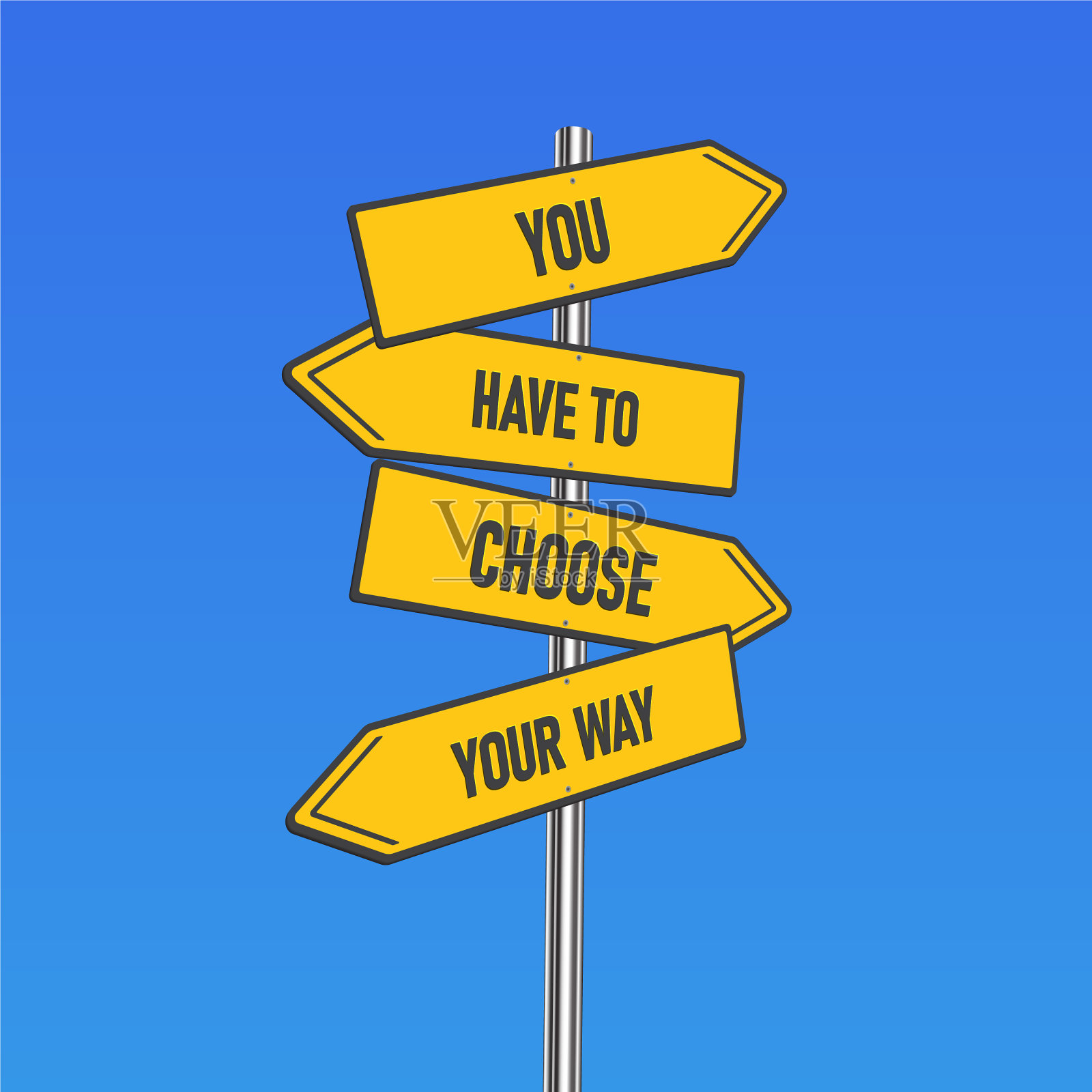 黄色的路标，你必须选择你的路插画图片素材
