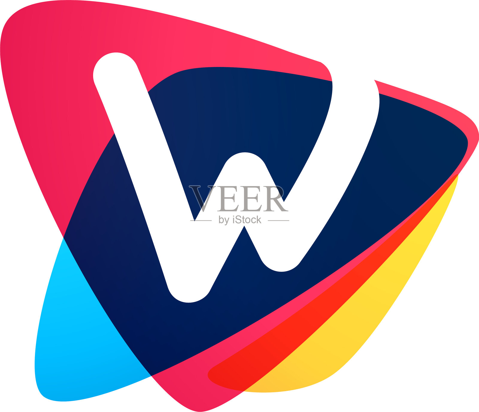 字母w标志在动态三角形相交设计元素图片