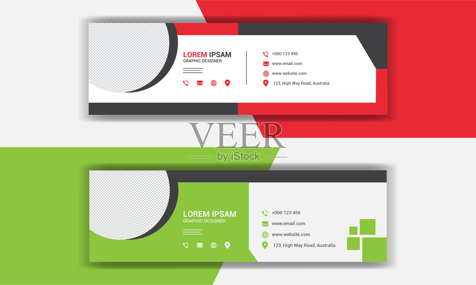 矢量插图的企业电子邮件签名设计。电子邮件签名模板设计模板素材