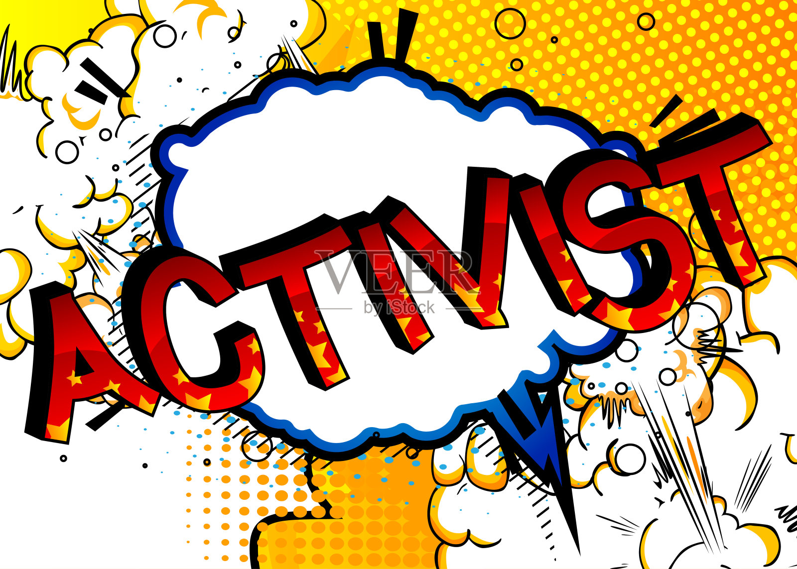 漫画书风格的卡通词语插画图片素材