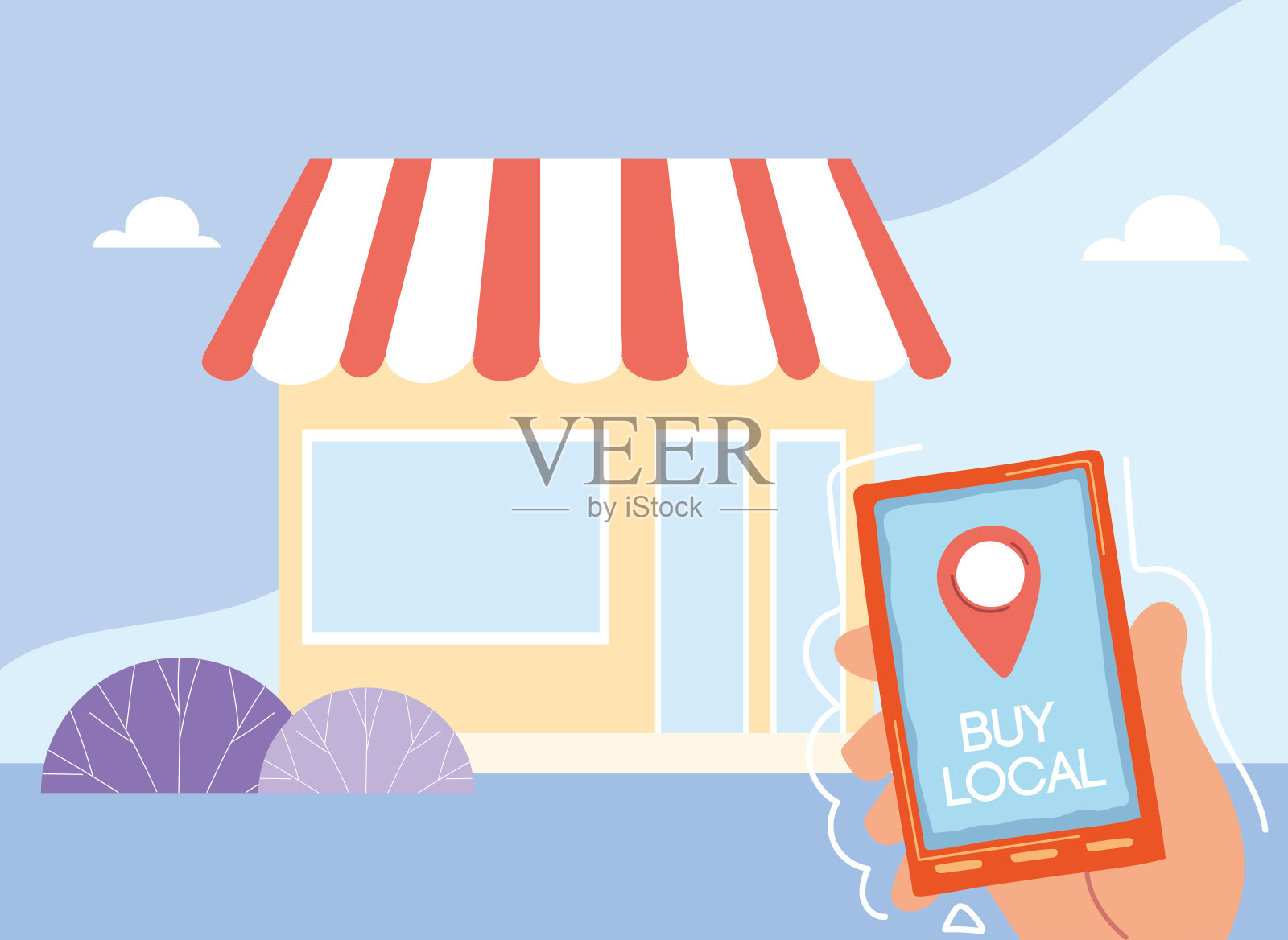 通过手机应用在当地商家购买插画图片素材