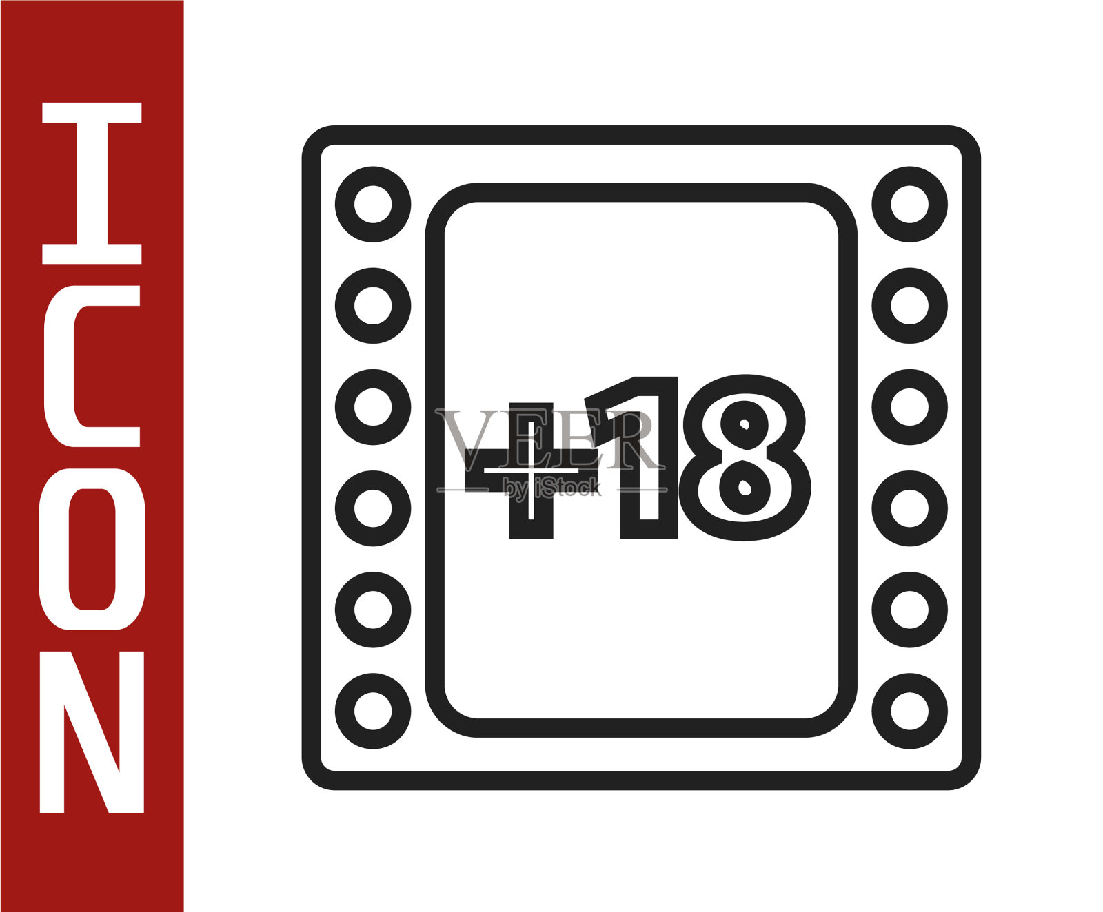 黑线播放视频带题字18加图标素材