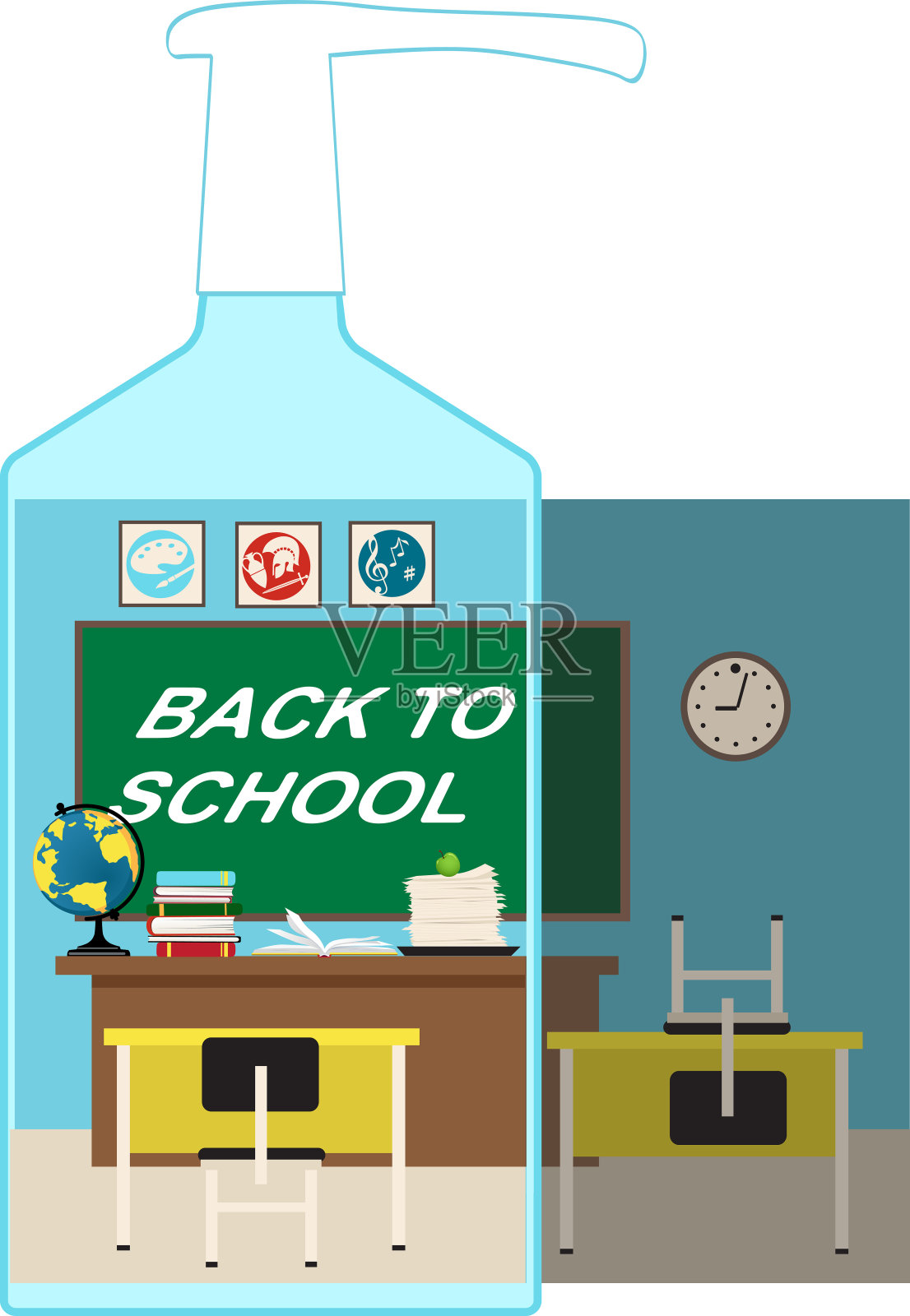 学校重新开学的措施插画图片素材