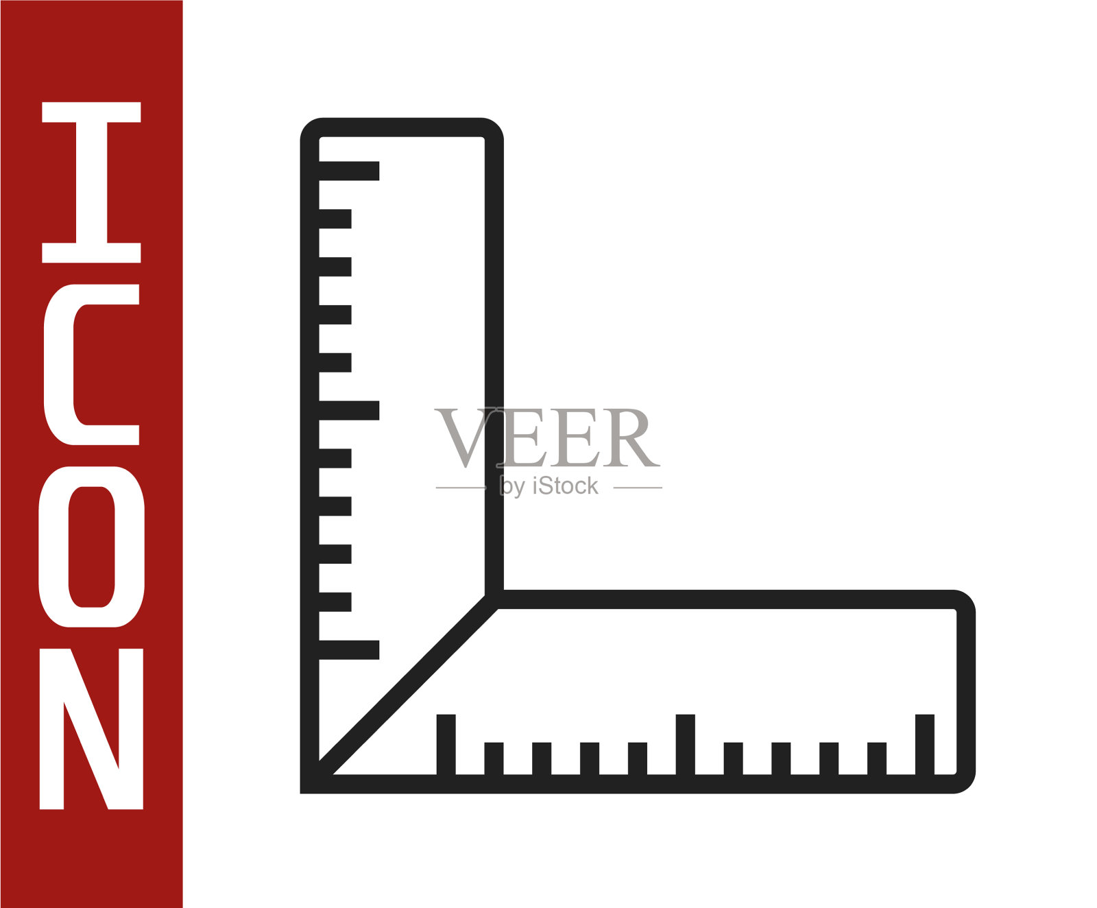 黑线角标尺图标孤立在白色上插画图片素材