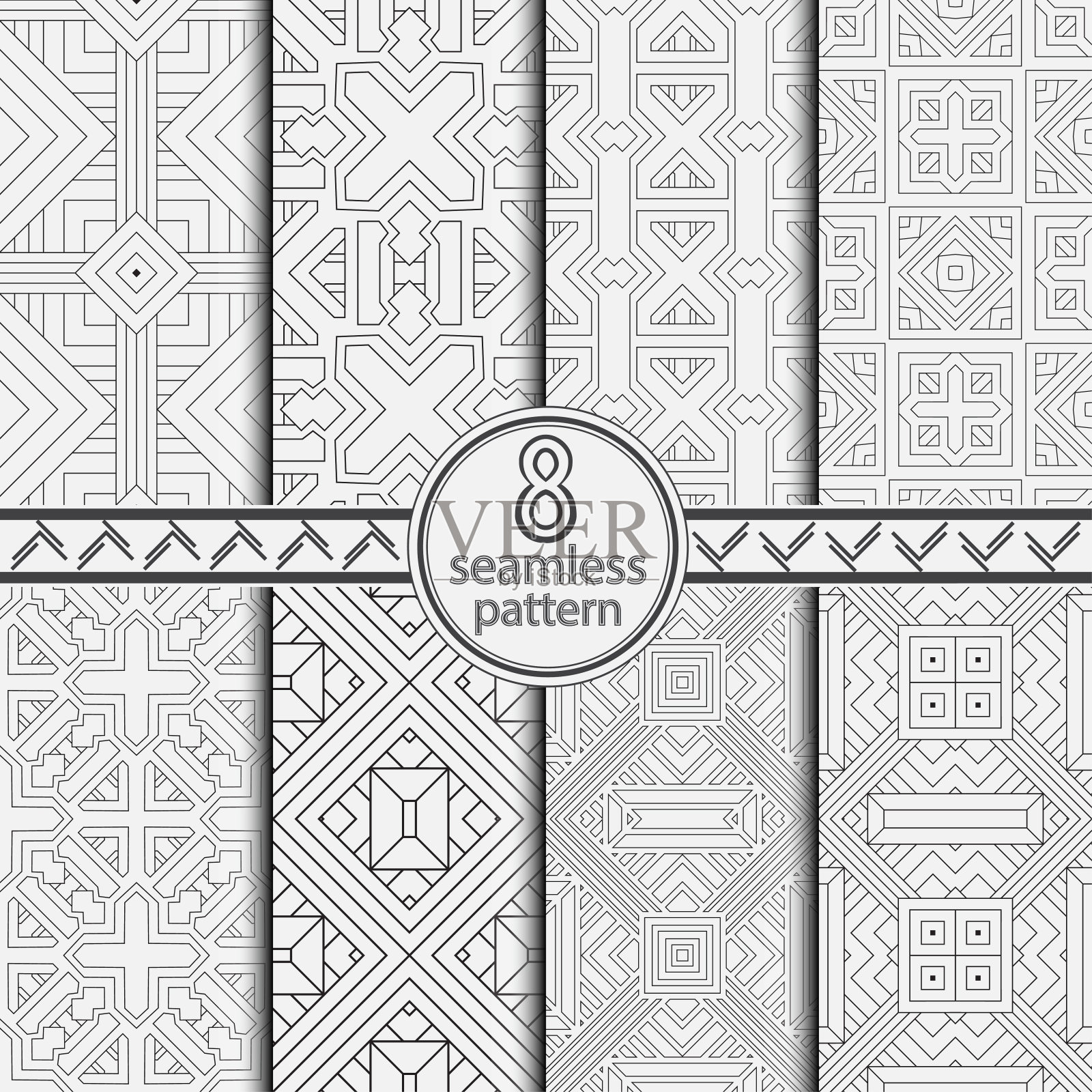 无缝设置几何矢量模式。插画图片素材