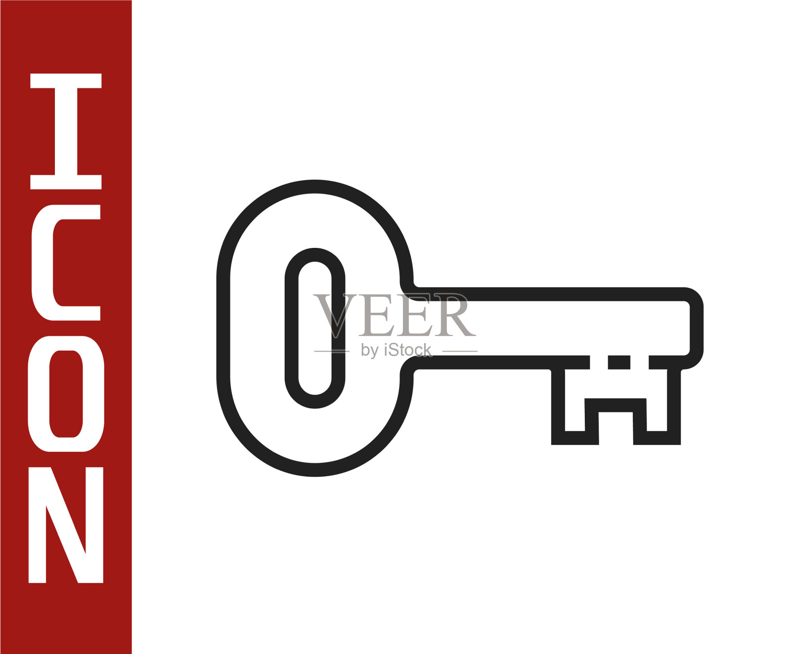 黑线老键图标孤立在白色插画图片素材