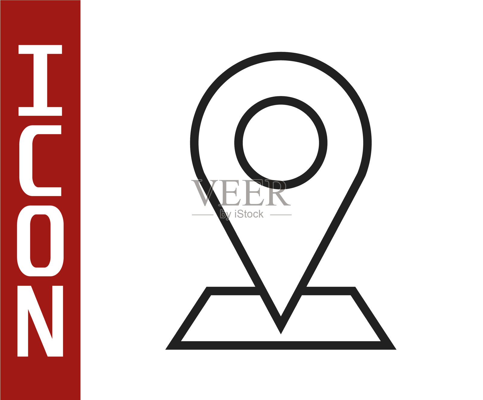 黑线地图引脚图标隔离在白色插画图片素材