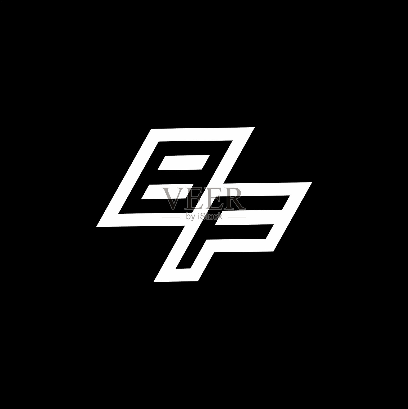 Bf标志字母与向上到向下的风格消极插画图片素材