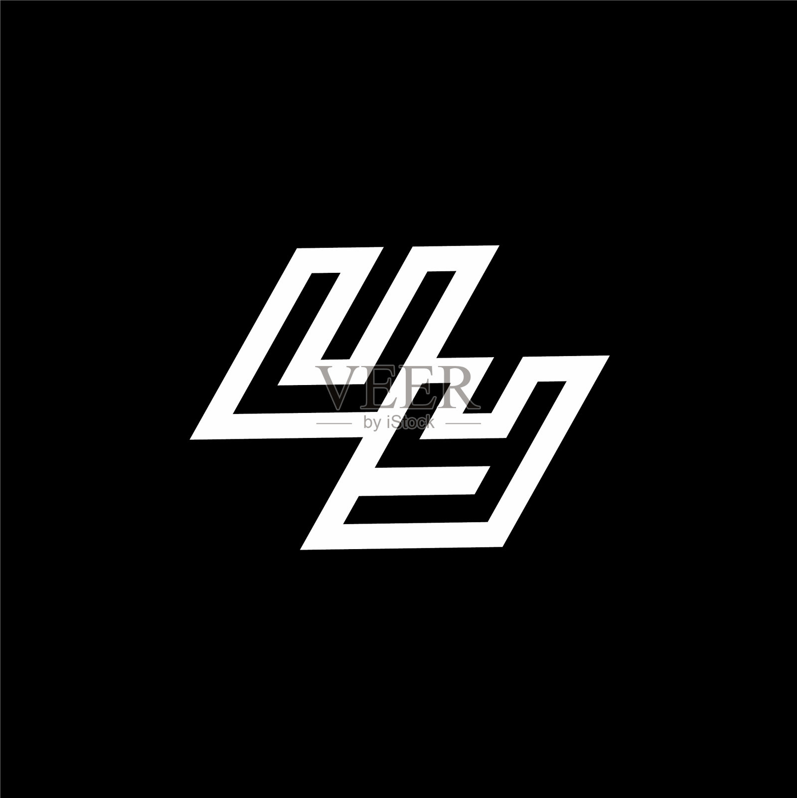 Uy标志字母与向上向下的风格消极插画图片素材