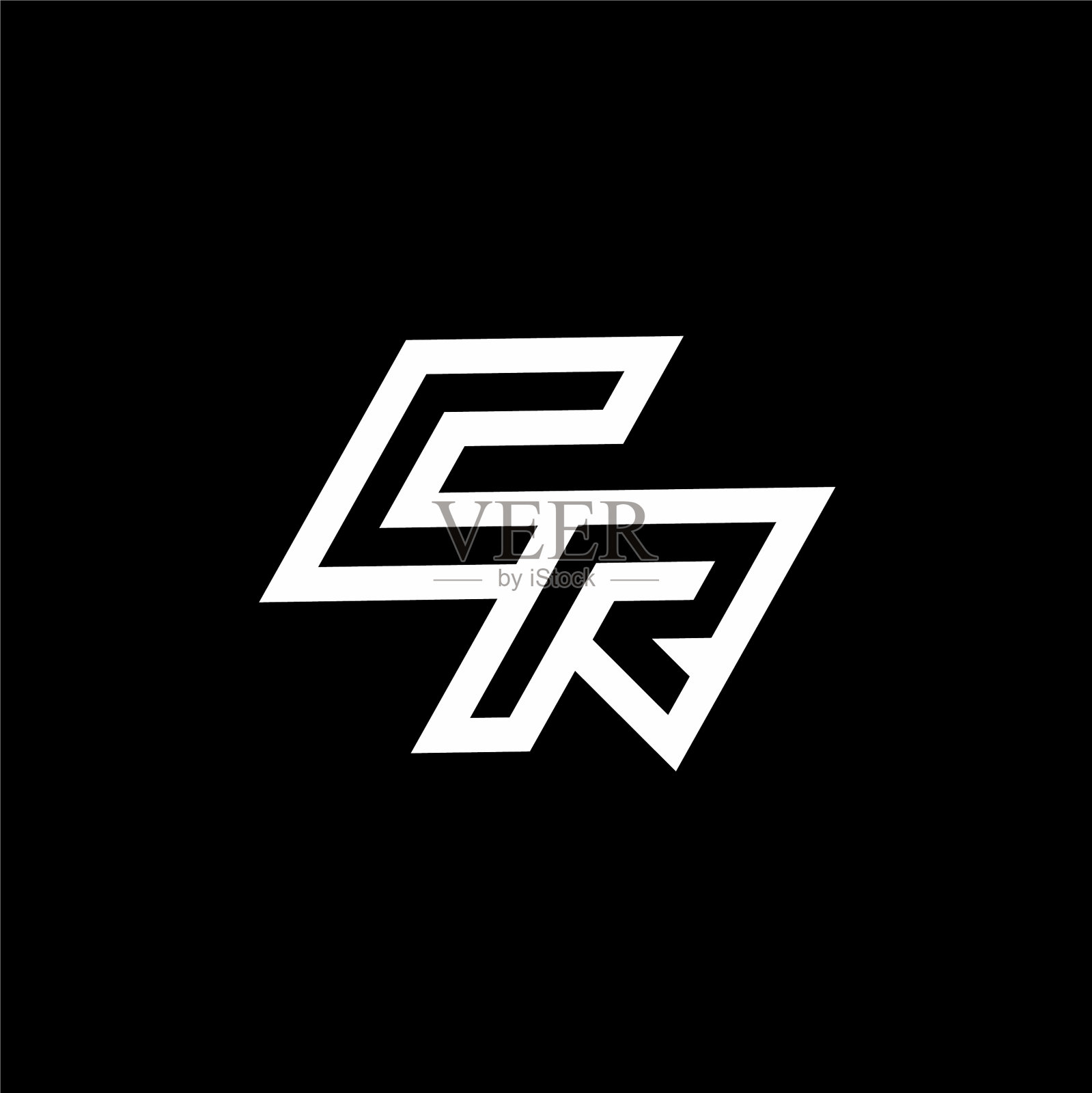 Cr标志字母与向上到向下的风格消极插画图片素材