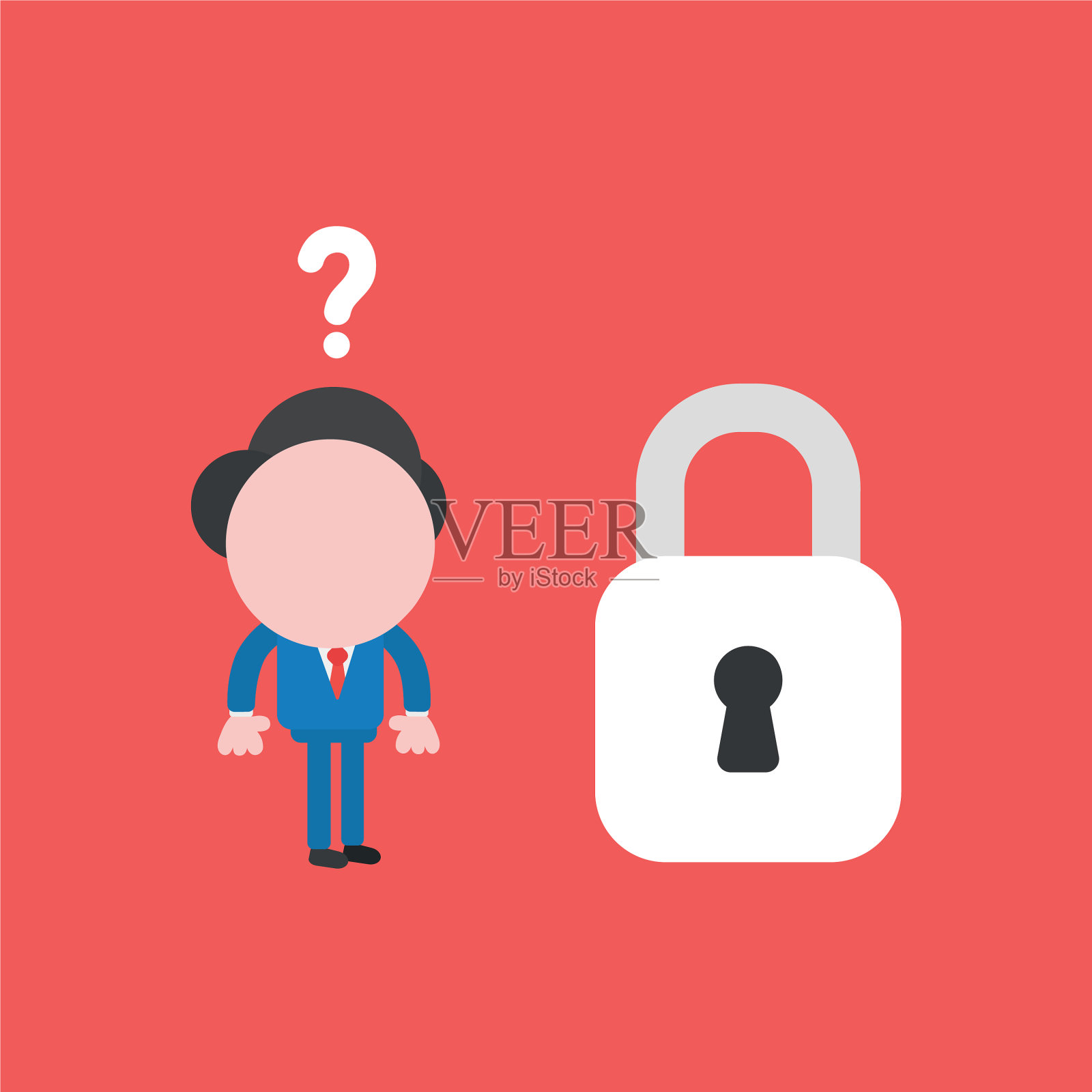 商人性格与问号混淆插画图片素材