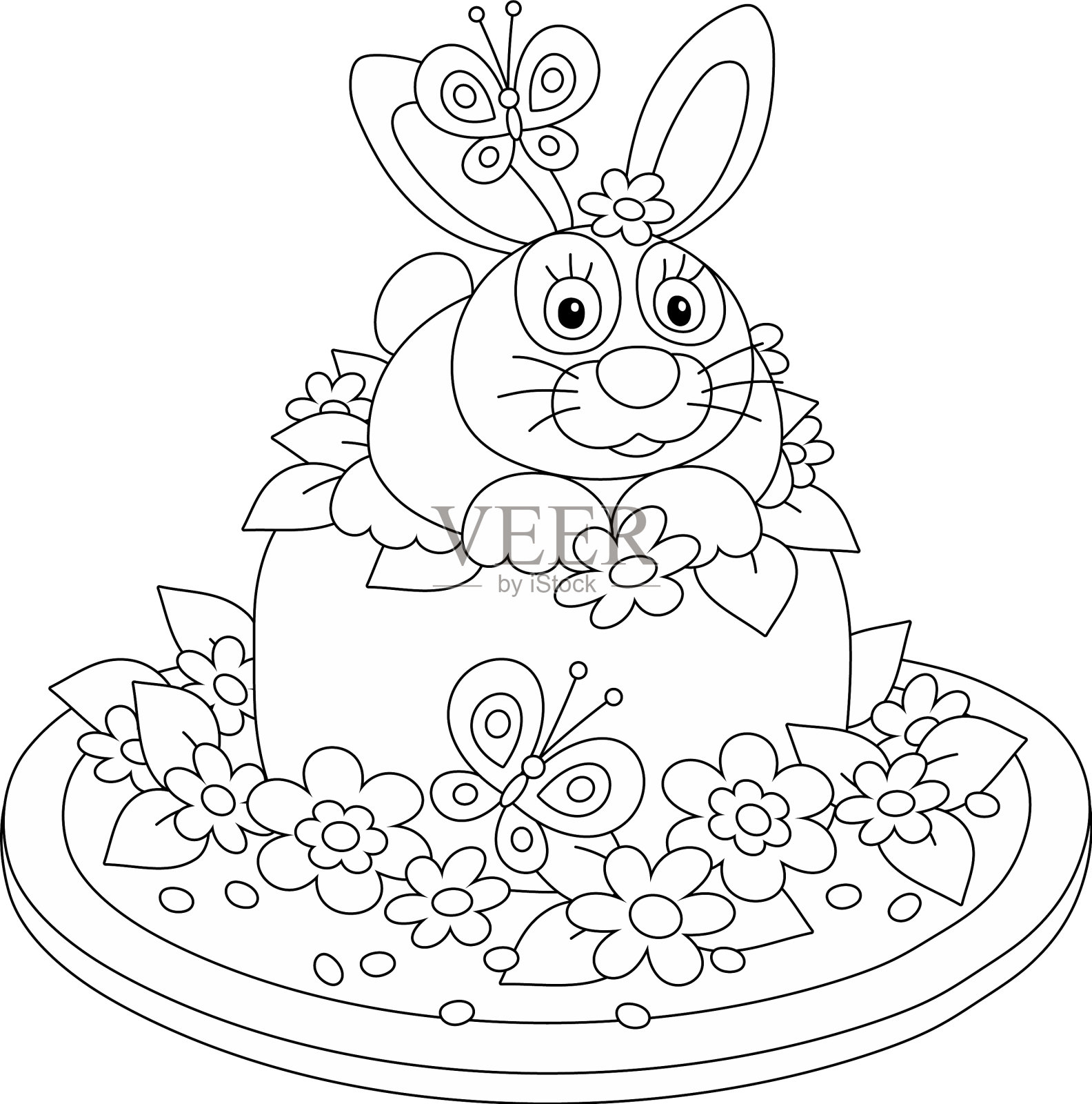 花哨的复活节帽子和一个有趣的玩具兔子设计元素图片