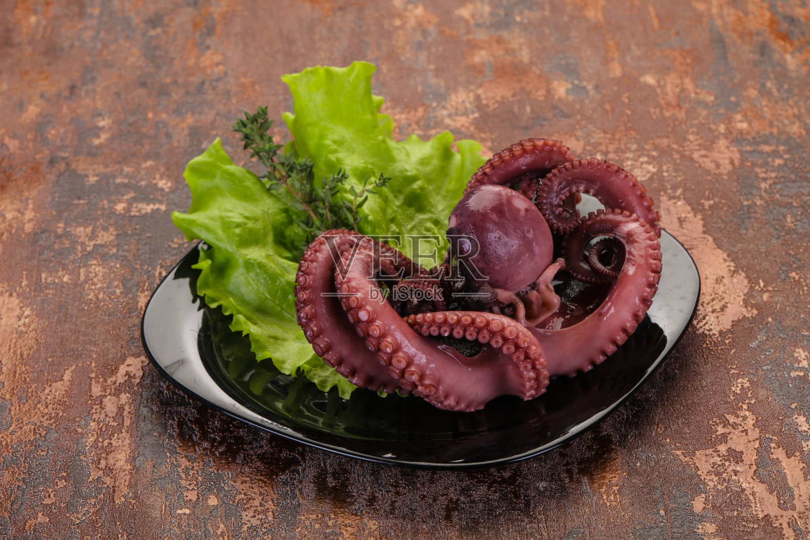 香草煮章鱼照片摄影图片