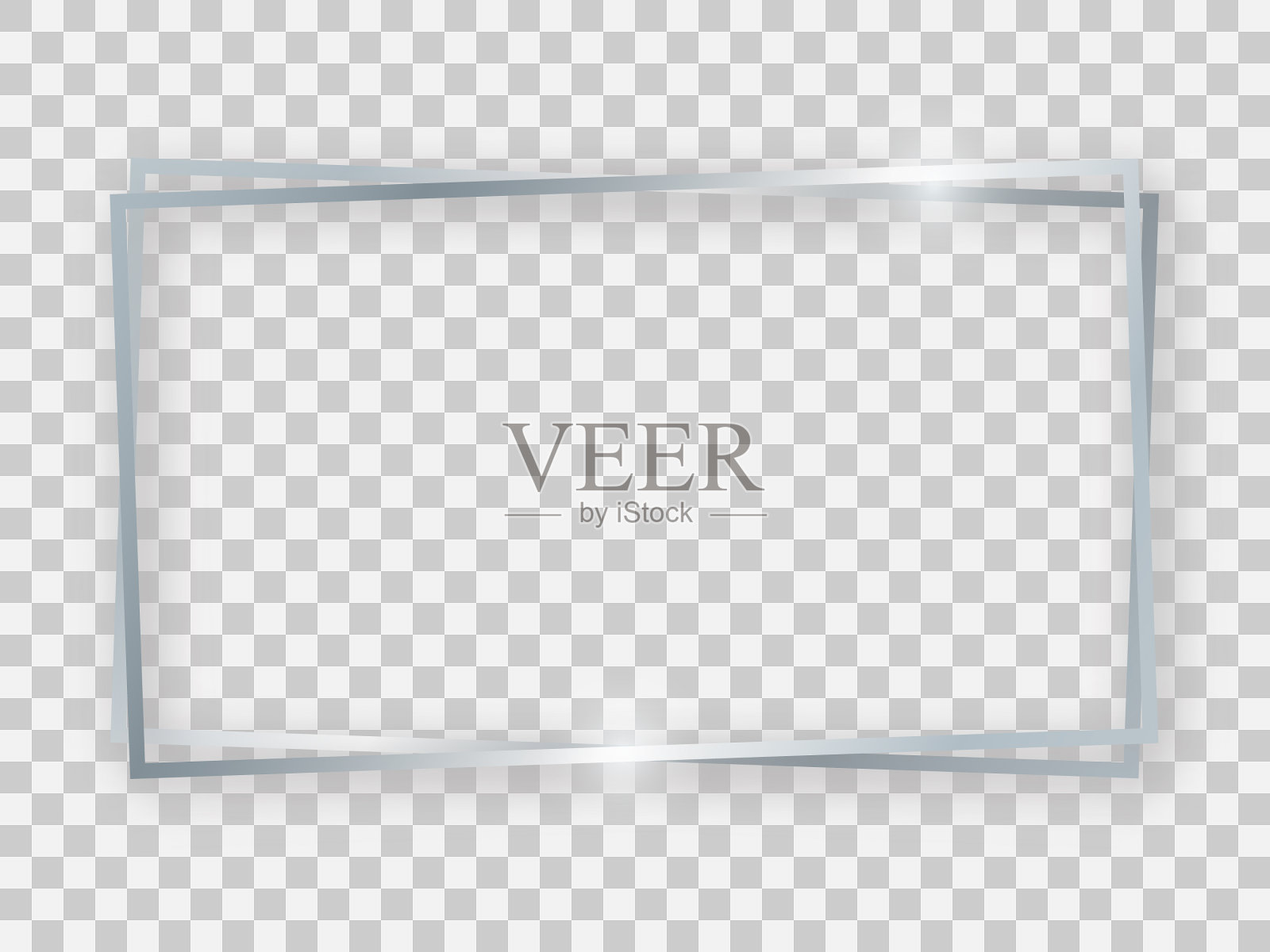 双银色闪亮16x9矩形框架插画图片素材