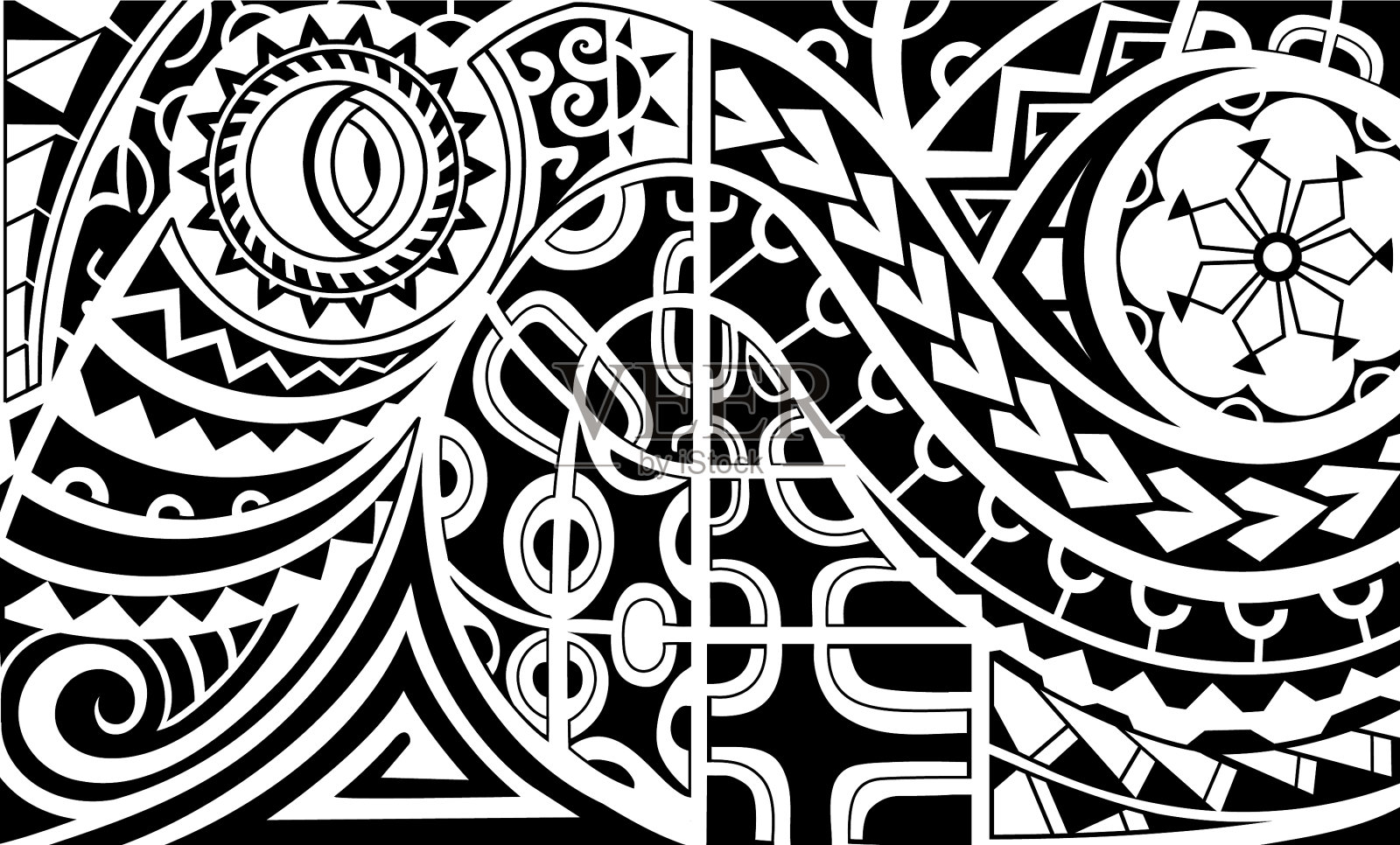 波利尼西亚风格的臂章纹身插画图片素材