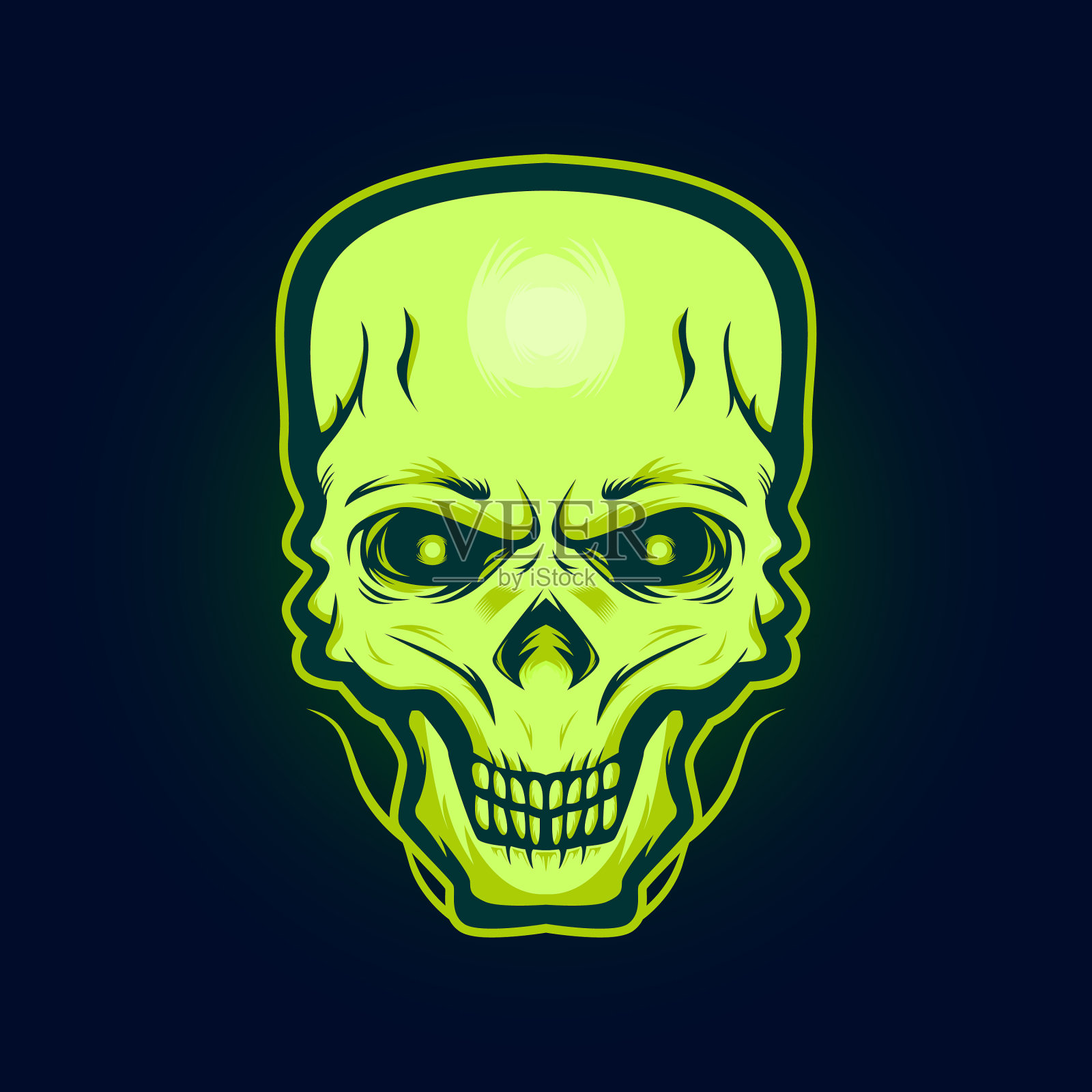超赞的绿色骷髅头插画图片素材