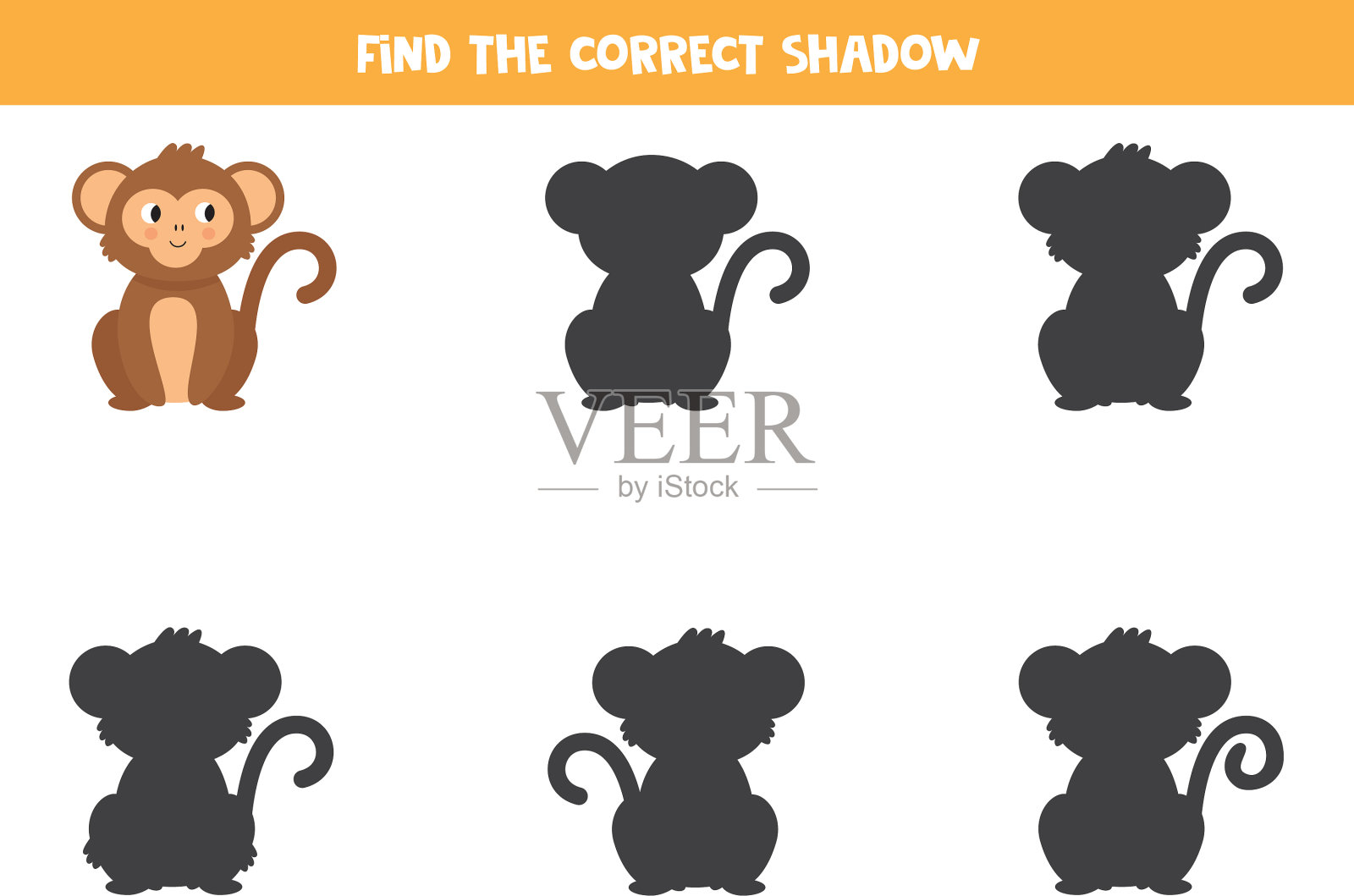 找到合适的影子卡通猴子印刷插画图片素材