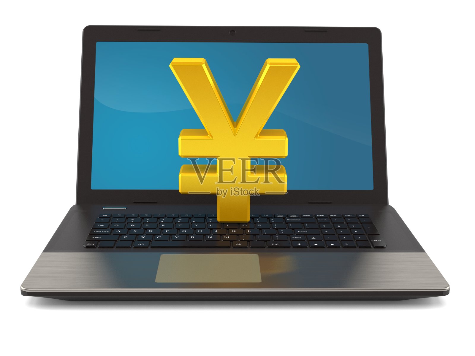 日元和笔记本电脑照片摄影图片