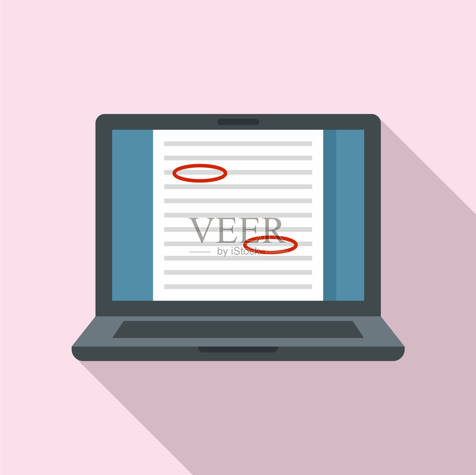 回顾笔记本电脑编辑器图标的平面风格插画图片素材