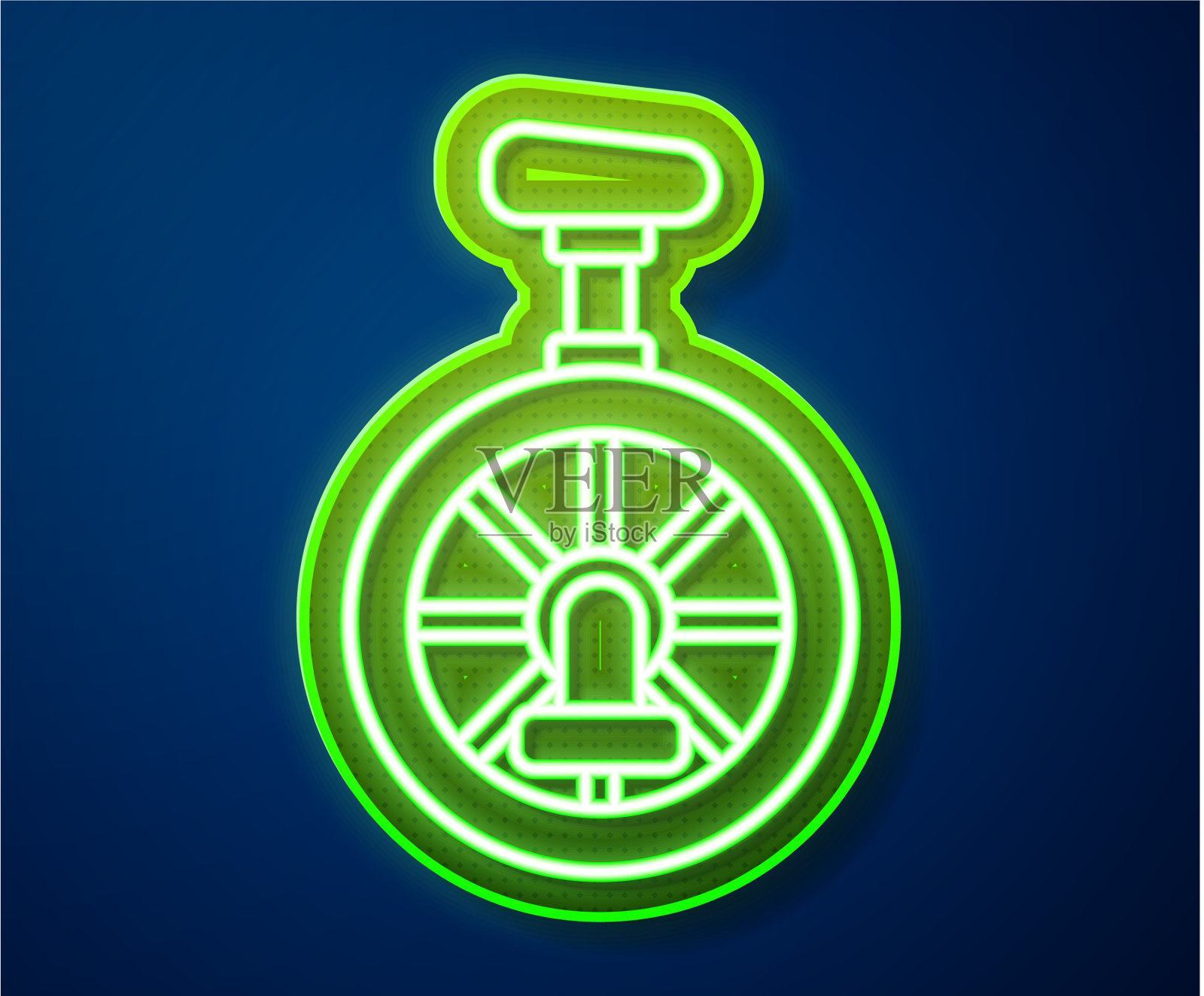 发光的霓虹线独轮车或单轮自行车插画图片素材