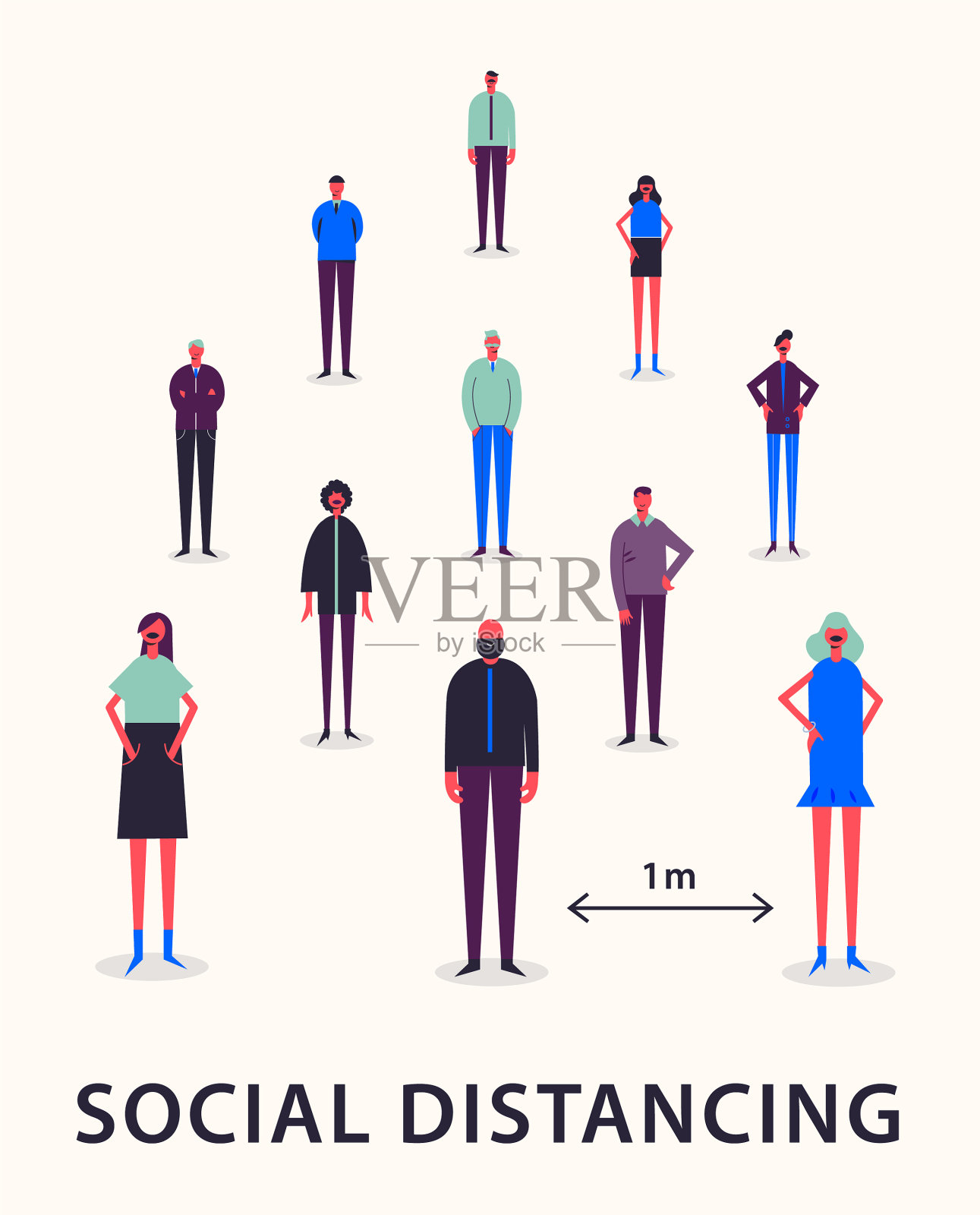 社会距离保持插画图片素材