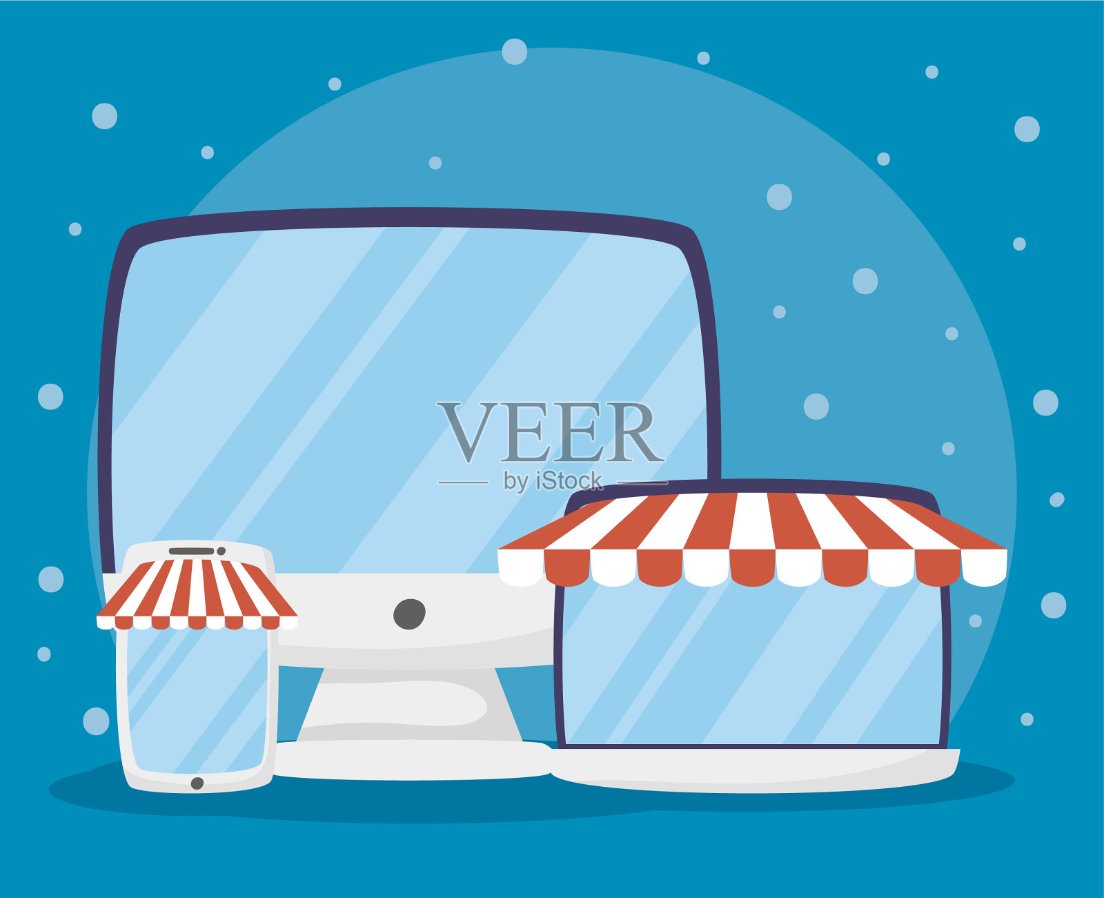 带有在线购物技术的小工具插画图片素材