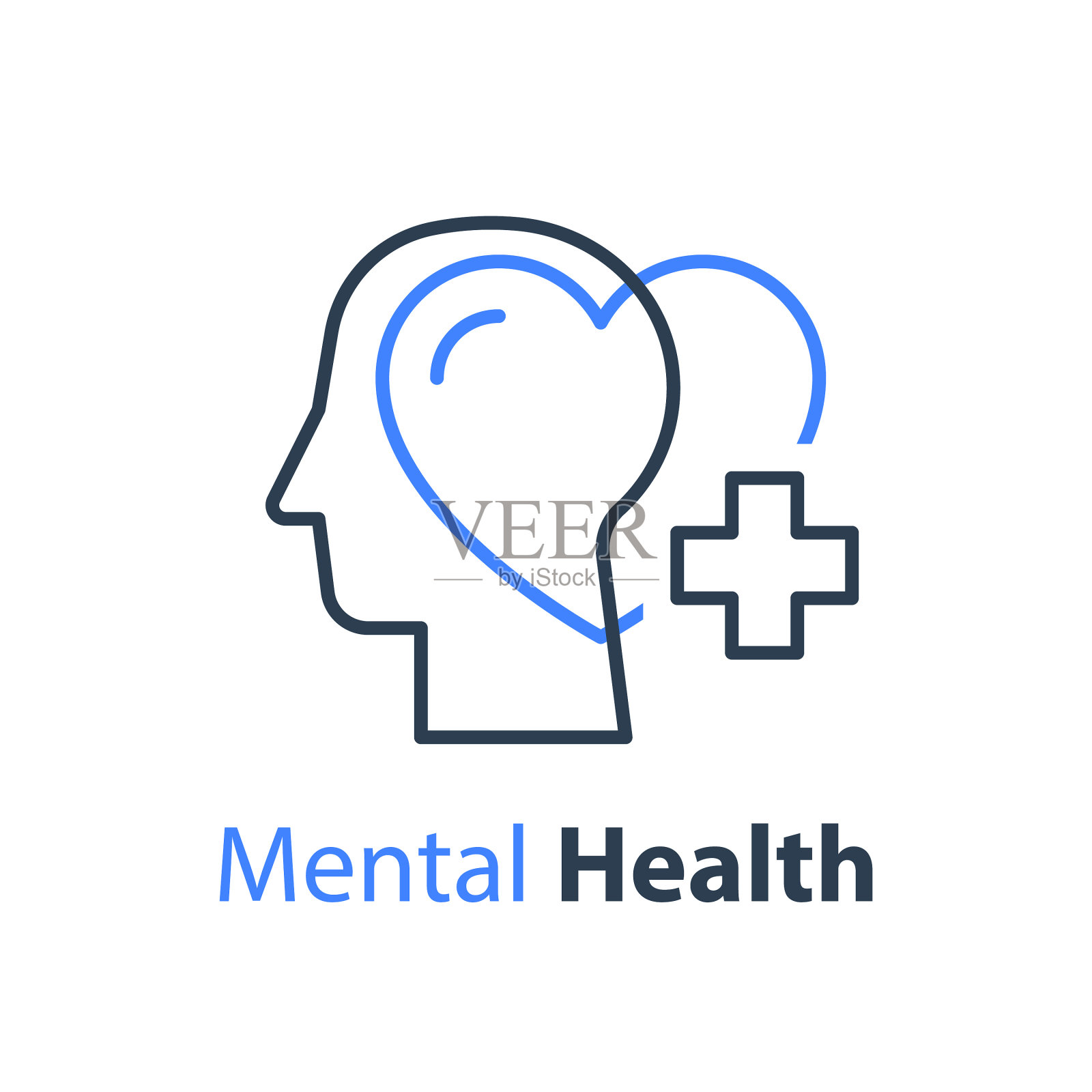 心理健康对人脑的心理帮助图标素材