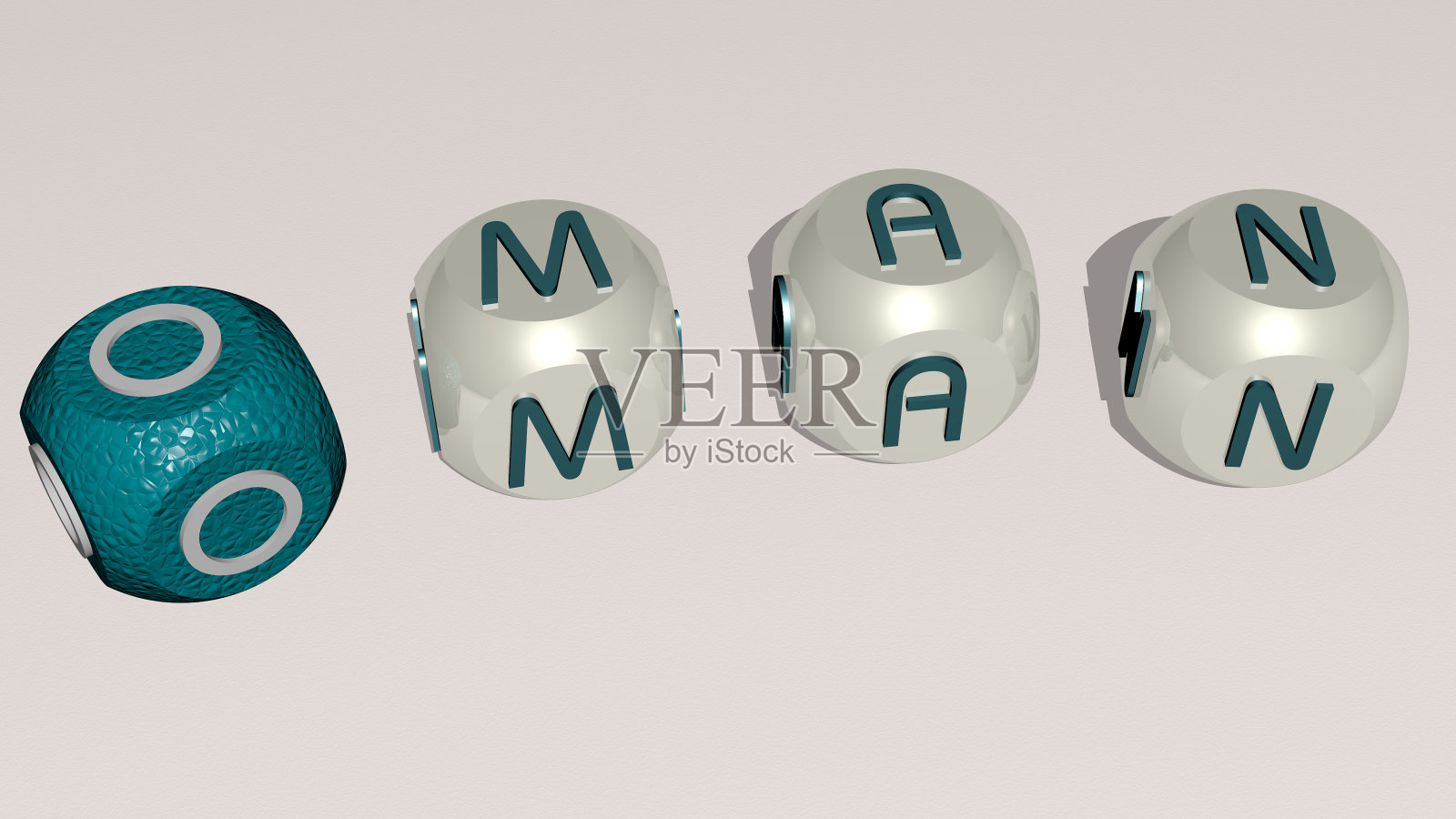 阿曼的组合由立方体字母从顶部的角度建造，优秀的概念展示。东和插图。三维演示照片摄影图片