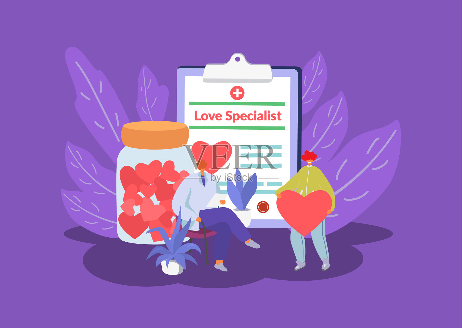 爱情专家婚姻咨询插画图片素材