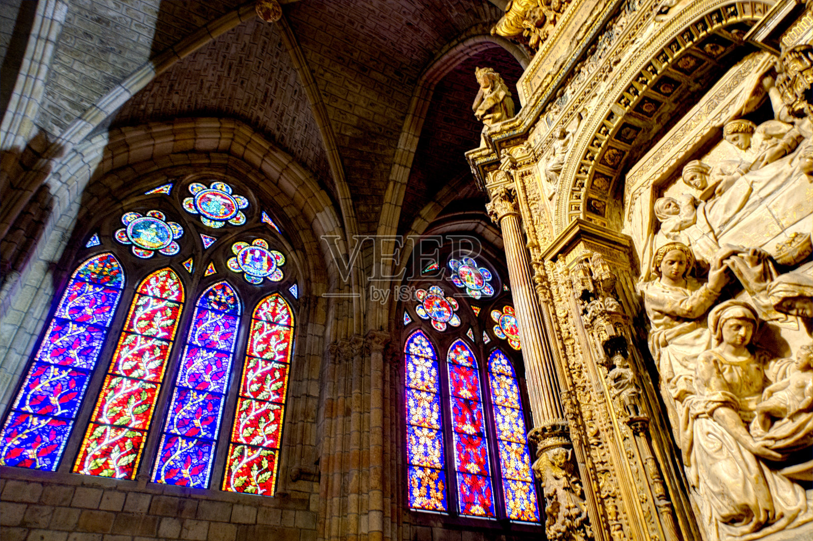 里昂大教堂,西班牙照片摄影图片