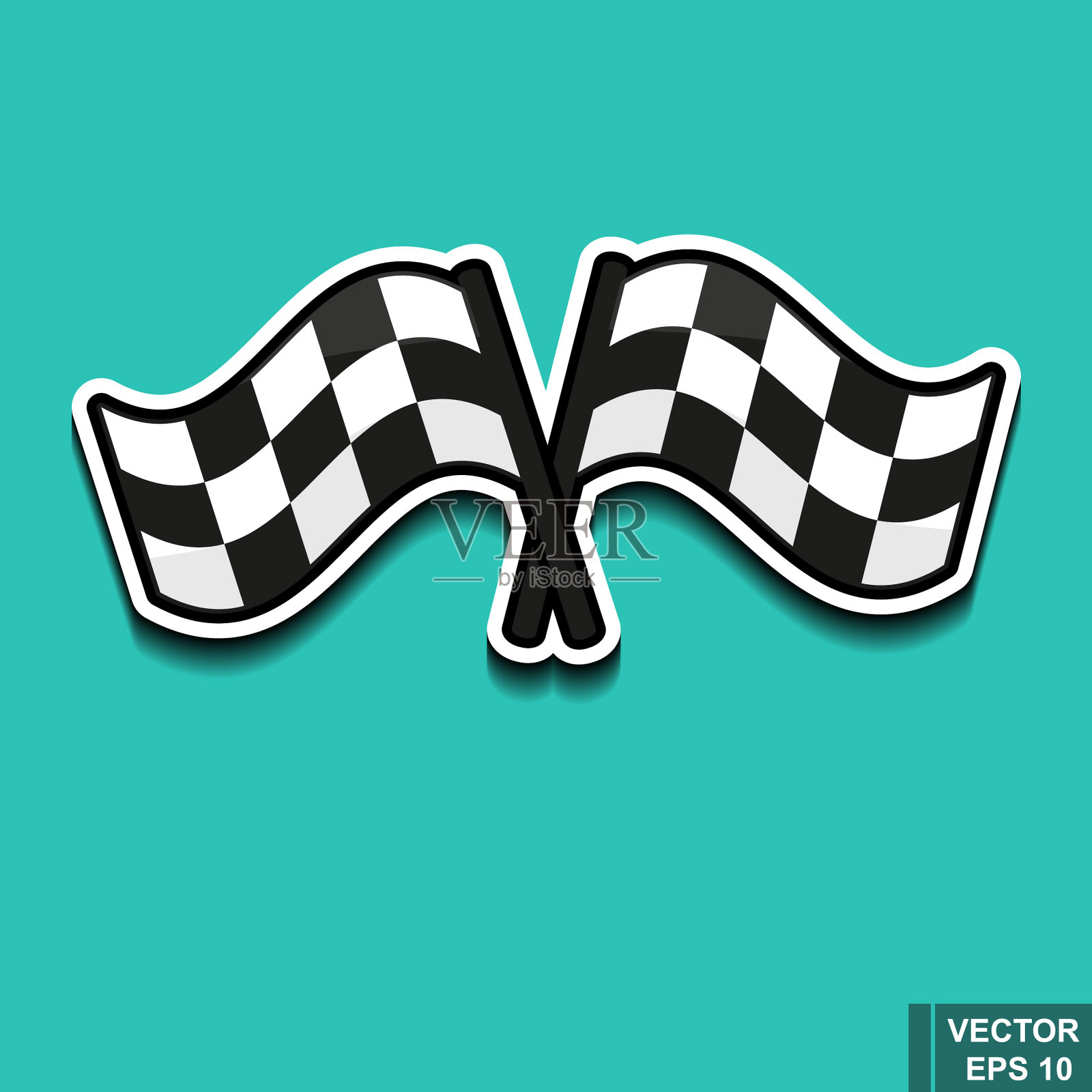 两面赛车旗孤立在白色背景上插画图片素材