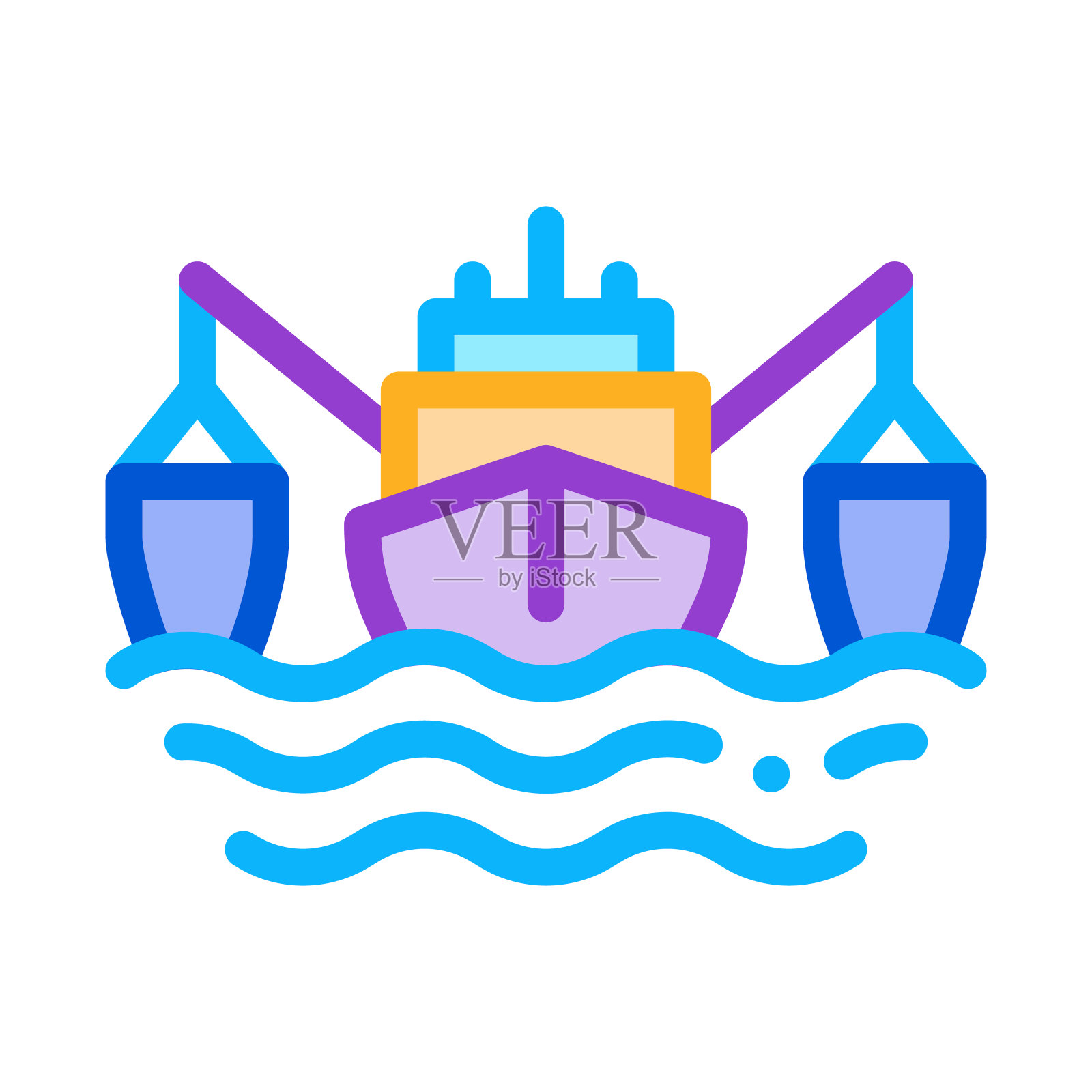 渔船图标矢量轮廓插图插画图片素材