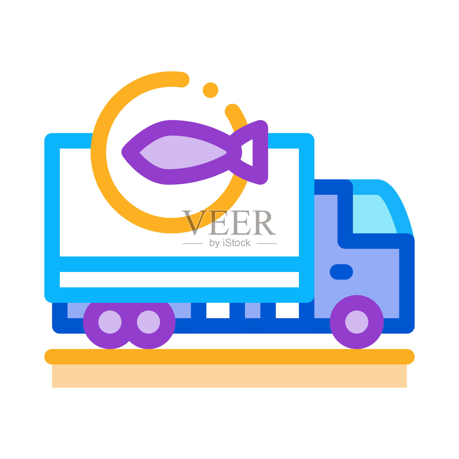 鱼交付图标矢量大纲插图插画图片素材