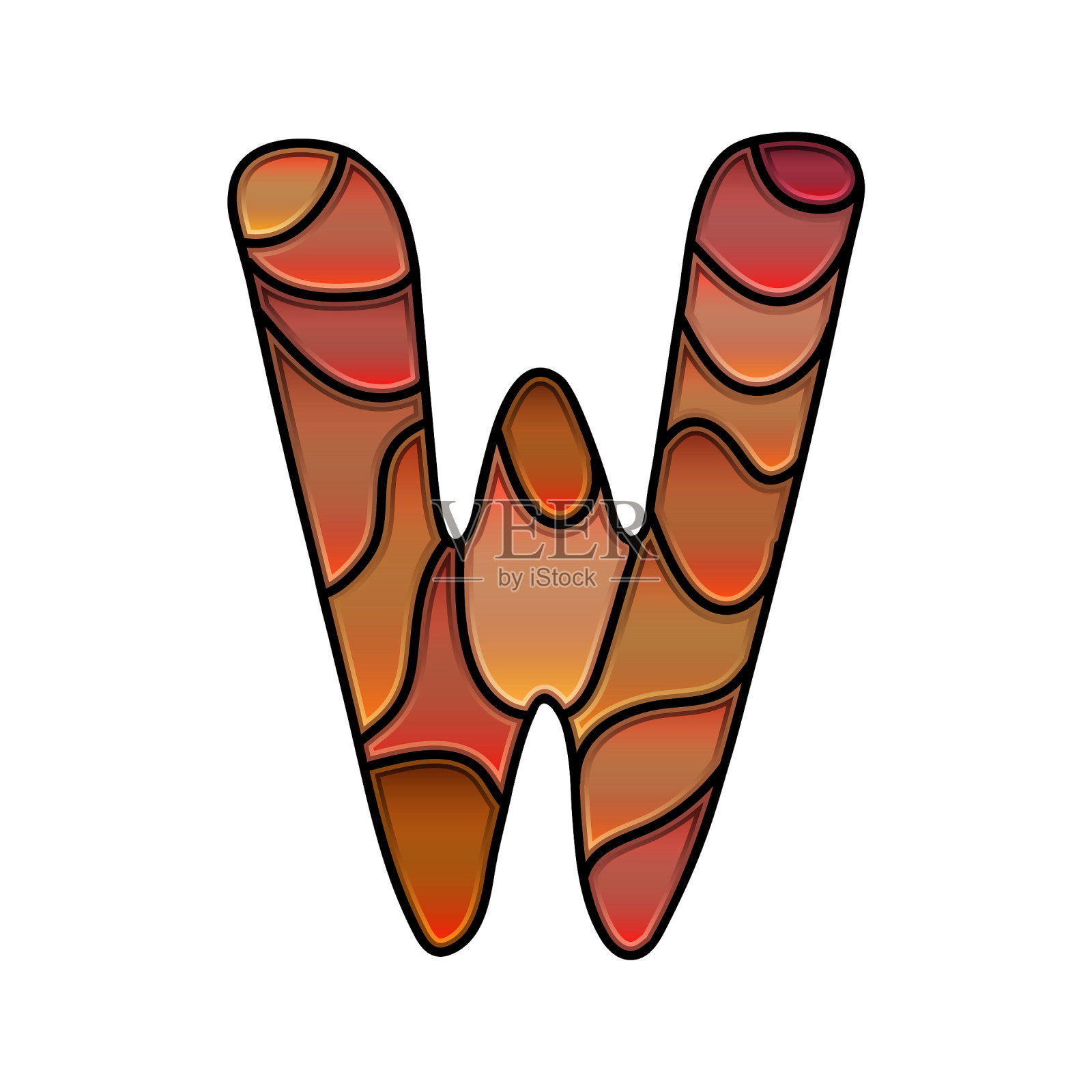 彩色玻璃字体，字母w设计元素图片