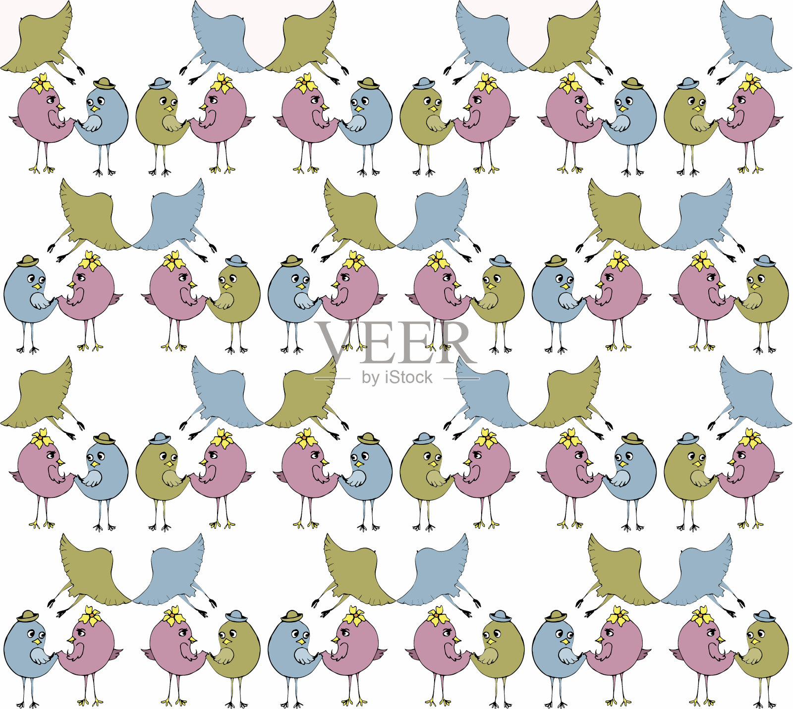 有趣的儿童无缝模式。插画图片素材