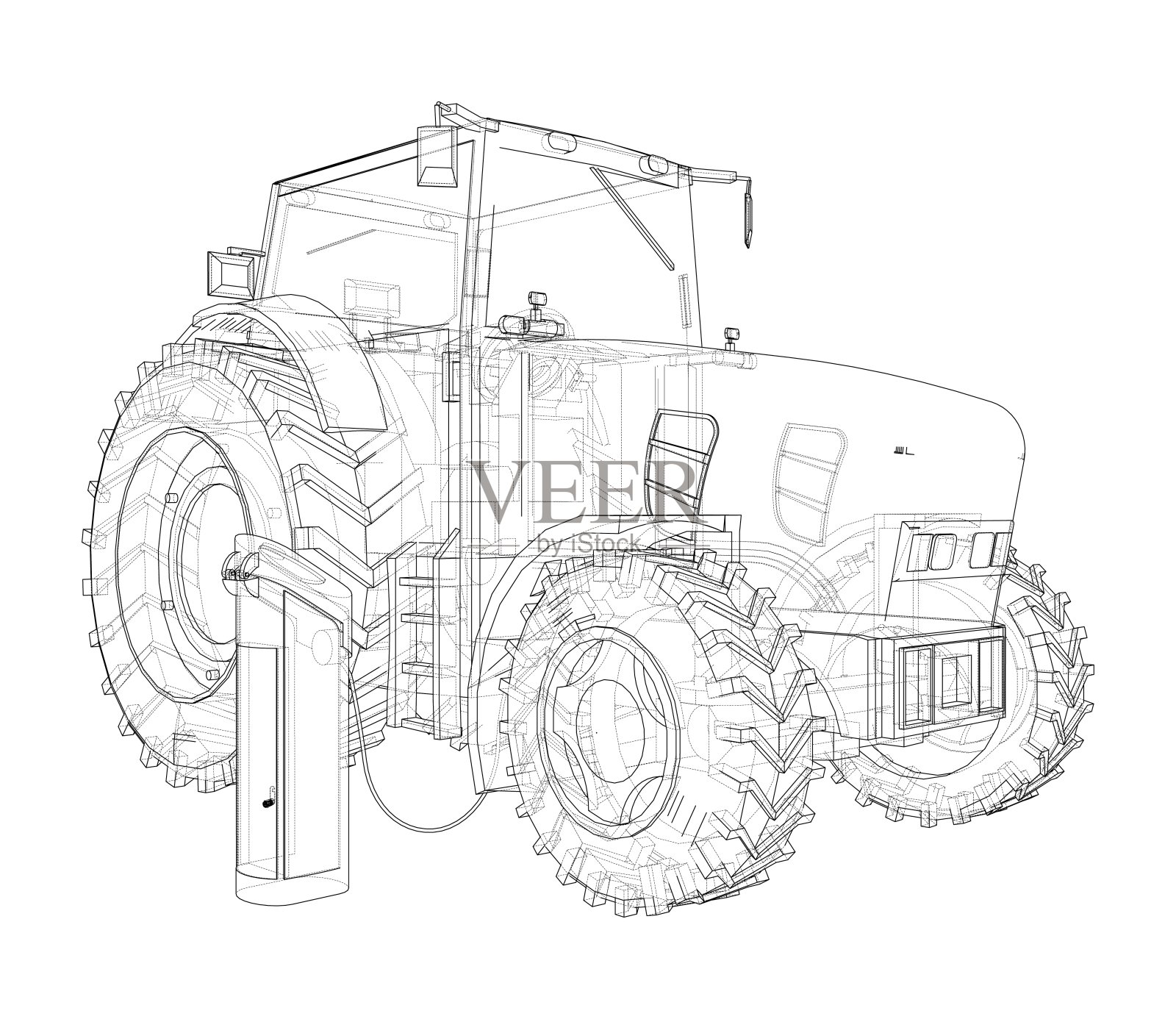 电动农用拖拉机充电站示意图插画图片素材
