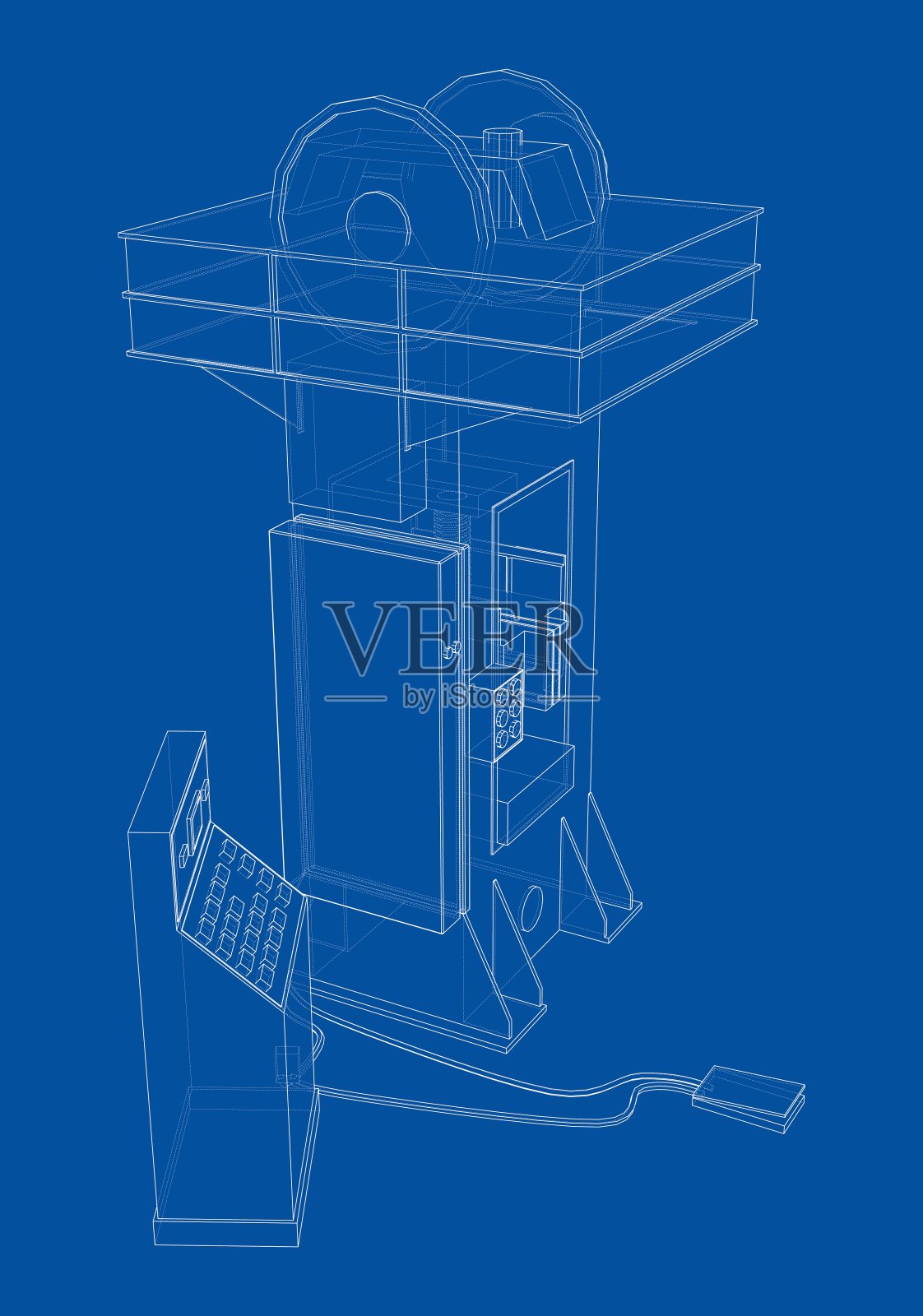 摩擦螺杆压力机概念大纲。向量插画图片素材