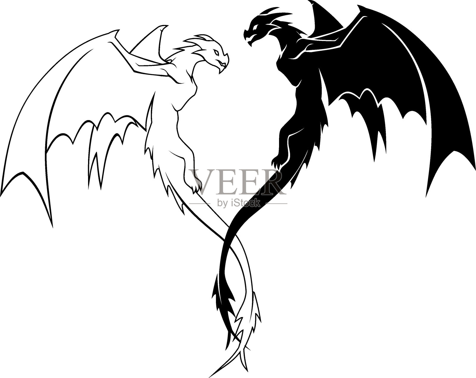 双龙飞行侧视图设计元素图片